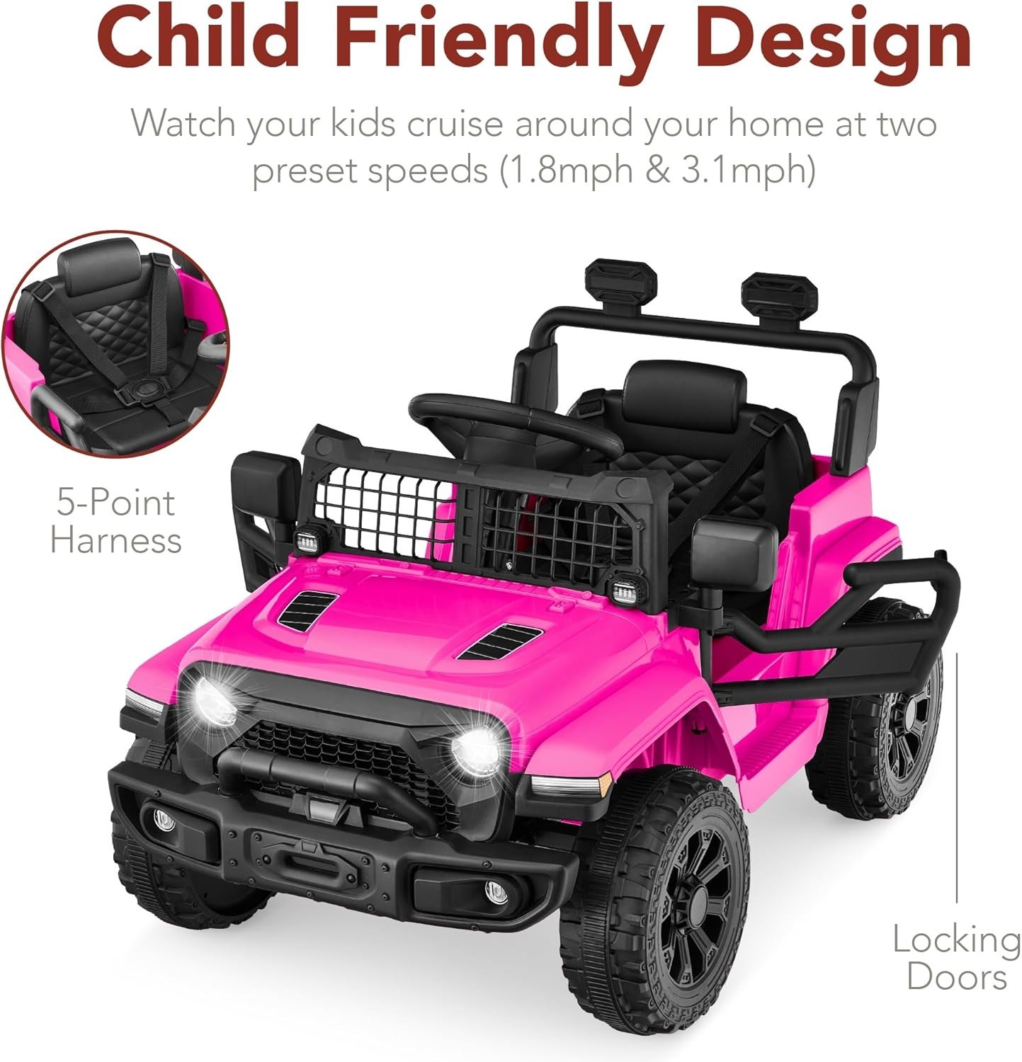 Carro Electrico Para Niños De 3 A 5 Años Montar Manejar Y Jugar Con Luces NUEVO