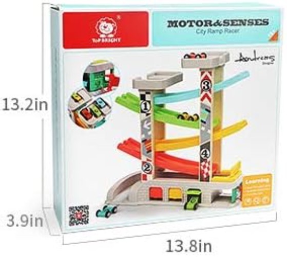 Car Ramp Toys, Race Track Car Toy for Toddler Age 2-4 Old Boy with 4 Cars, P…