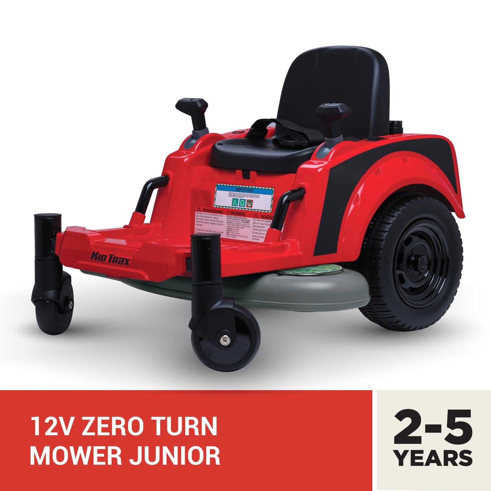 Ride on Toy 12V Red Dual Handle Twist Turn 2.5 MPH Max Weight 66lbs Age 2-5