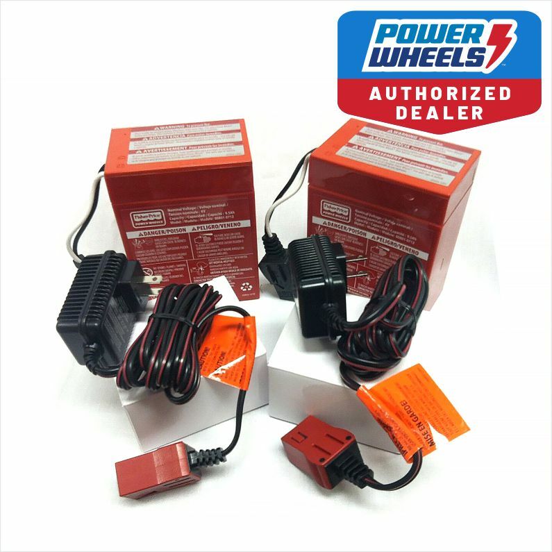 Power Wheels 00801-0712 Two (2x) 6V RED Batteries & (2x) TWO 6v Chargers