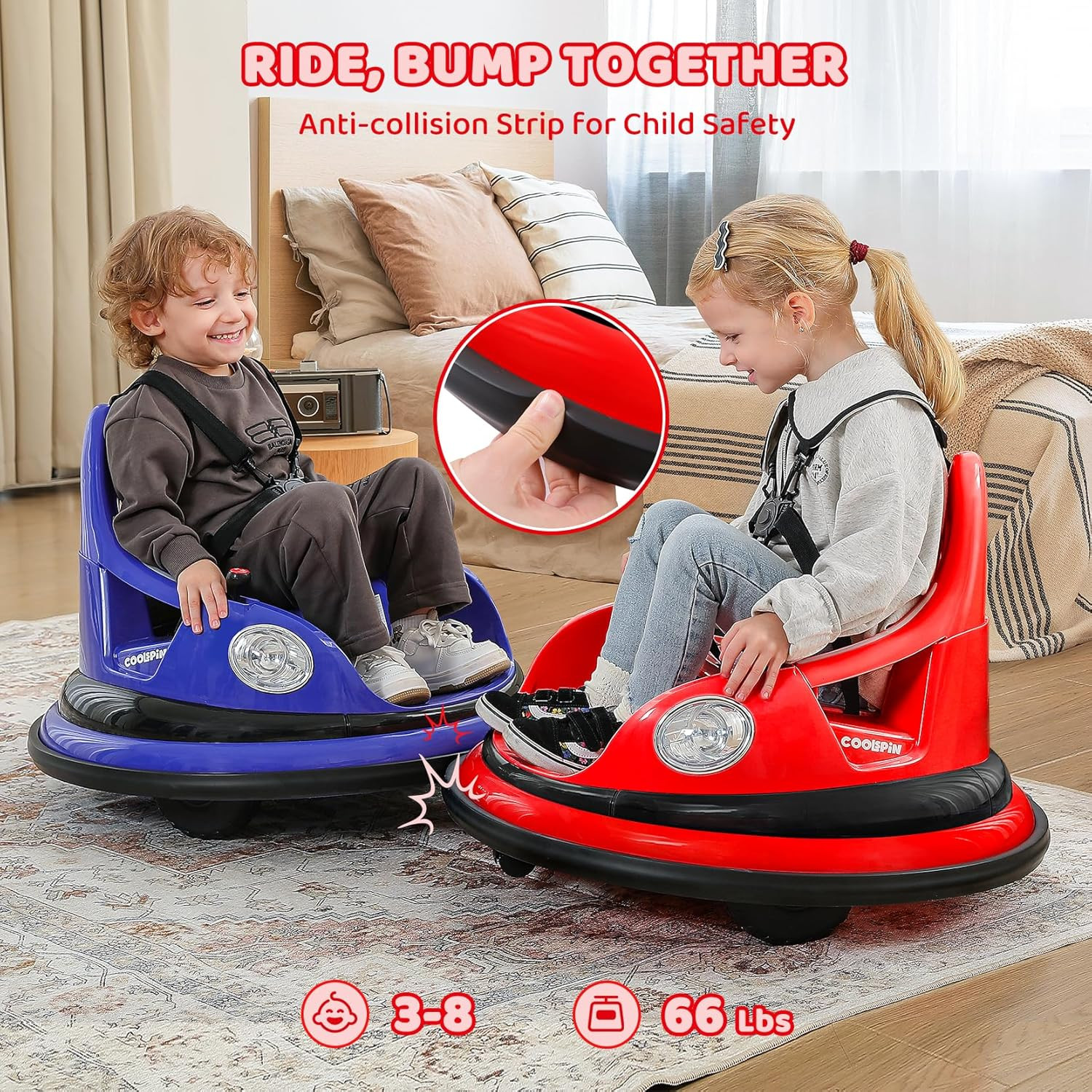 Kids Bumper Car, 1.9Mph Max, 12V Electric Car for Toddlers, 360°Spin Bumping Car
