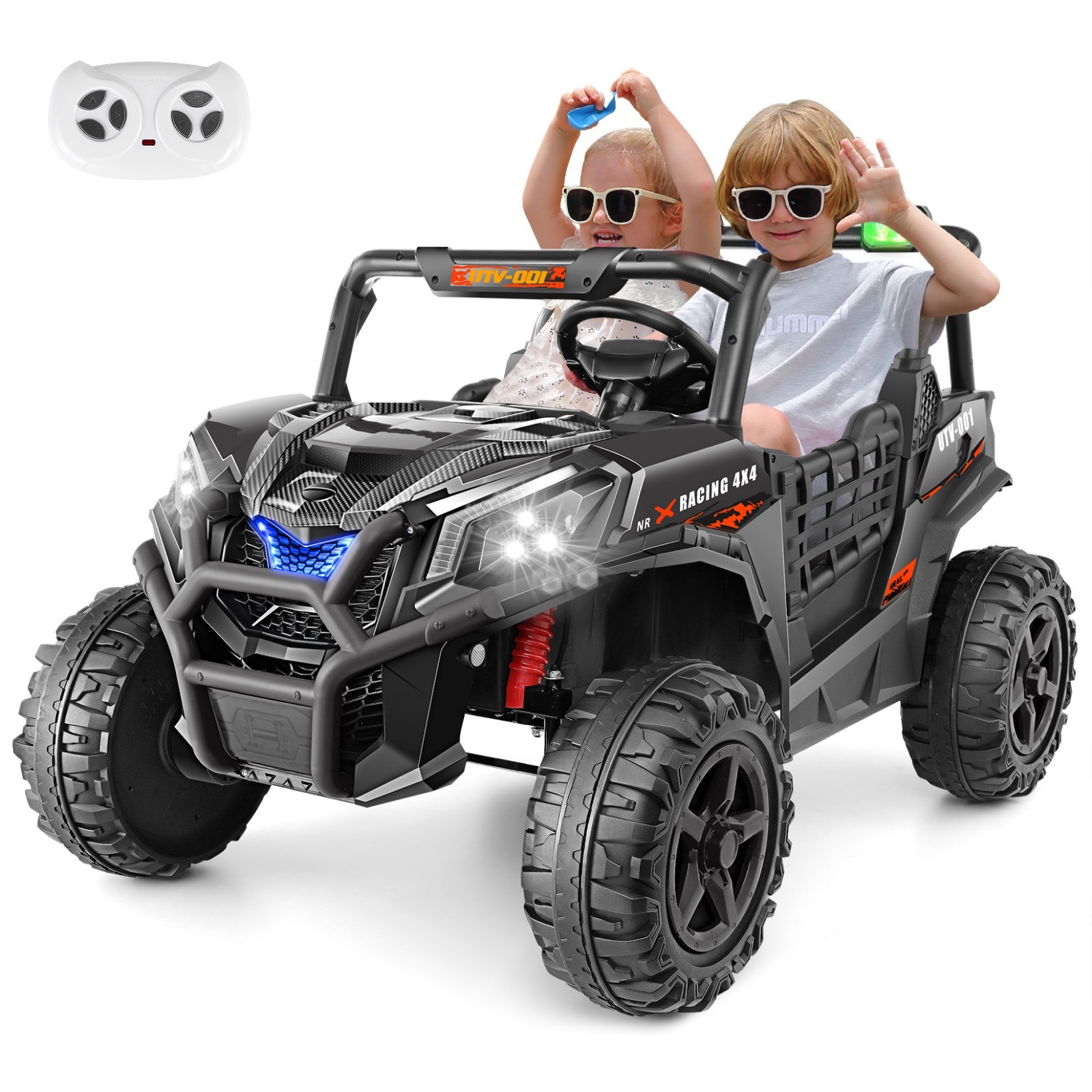 24V Ride on Car Truck with Remote Control 4WD/2WD Switchable 2 Seater for Kids