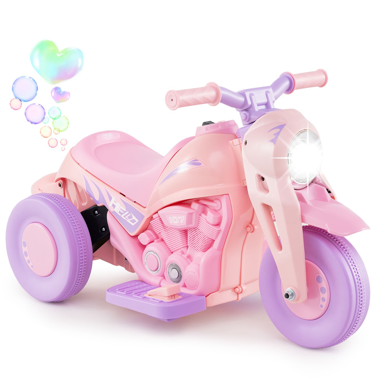 6V Kids Bubble Car Electric Ride on Motorcycle w/ Music Button & LED Headlight