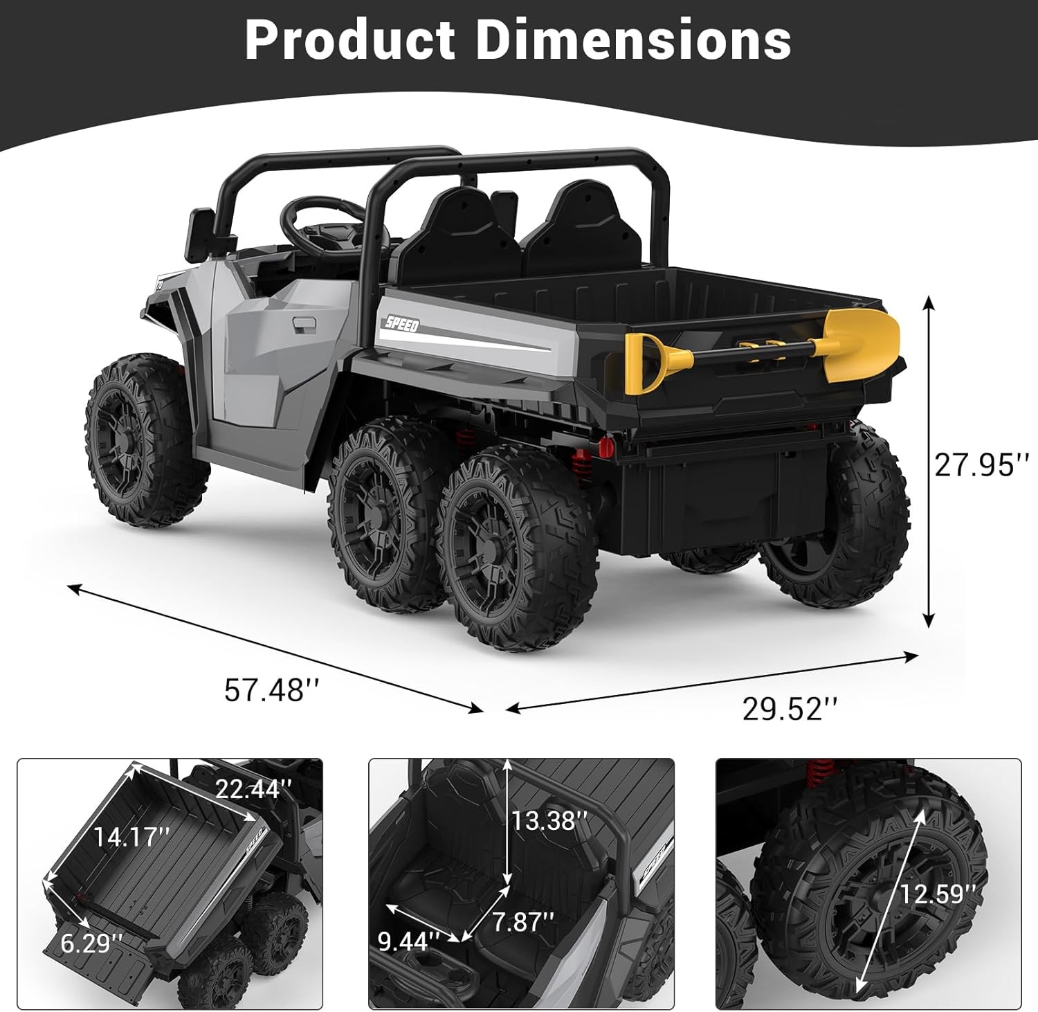 24V 4WD Electric Ride On Dump Truck with Remote Control | 2-Seater Kids