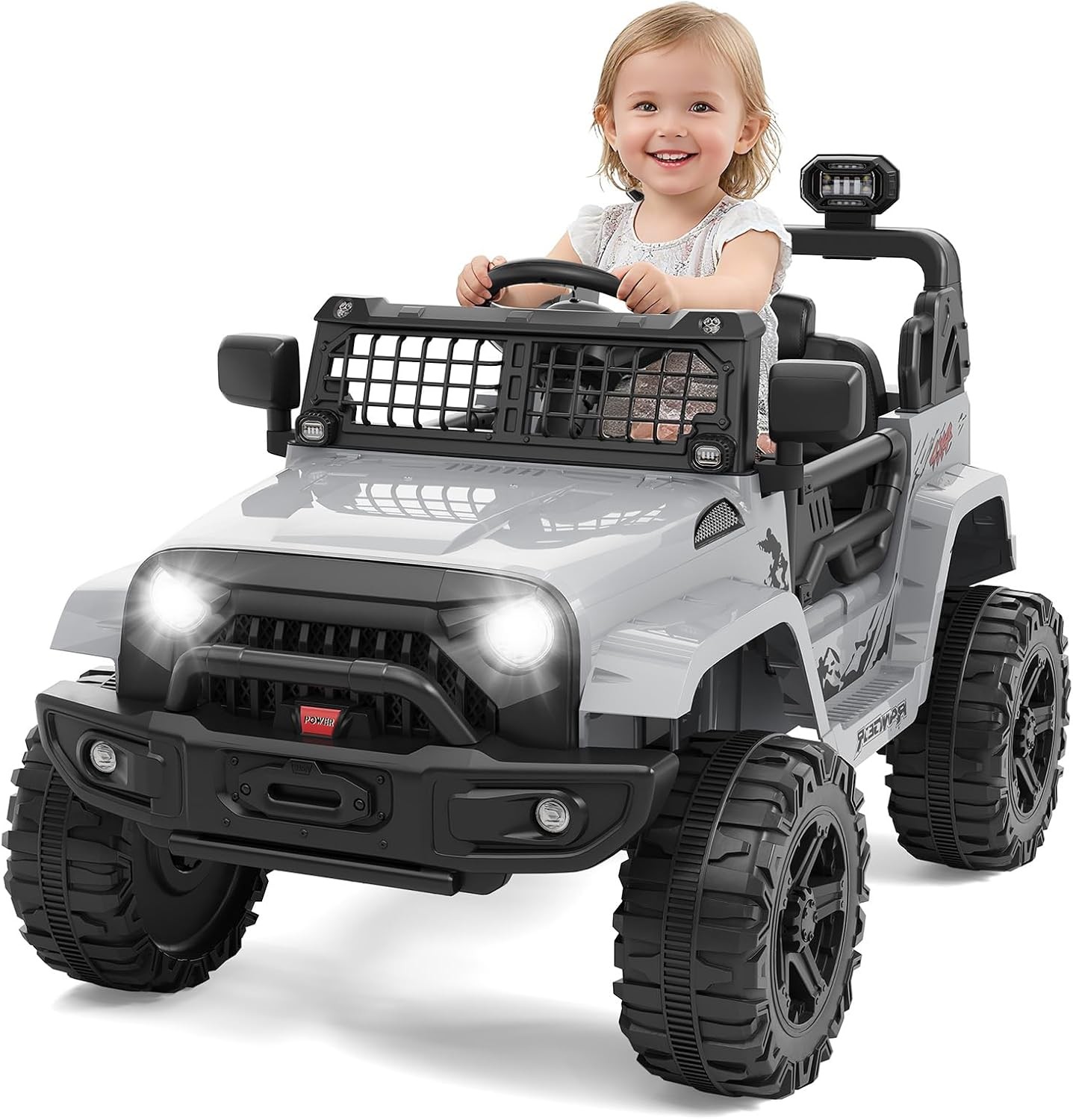 Kids Ride on Car 12V Electric Truck w Lights Parent Remote Off-Road Toy Car Gift