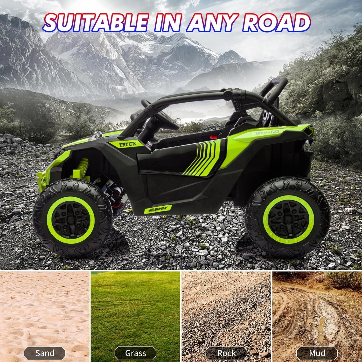 24V 2 Seater Ride On Car Truck Toys,Kids Ride on UTV with Parents Remote Control