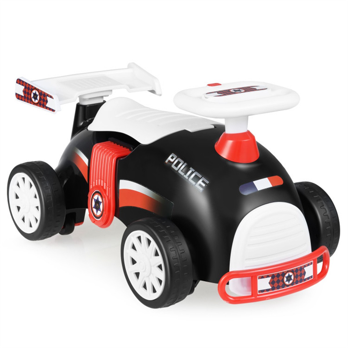 Toddler Ride On Sliding Car with Music Storage Seat for 1-3 Years Police Theme
