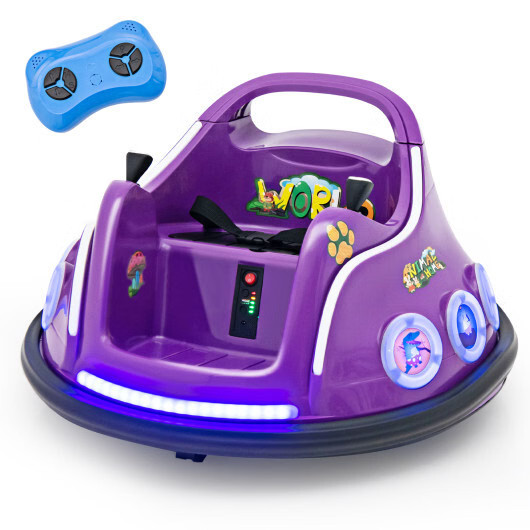 12V Electric Ride On Car with Remote Control and Flashing LED Lights-Purple – Co