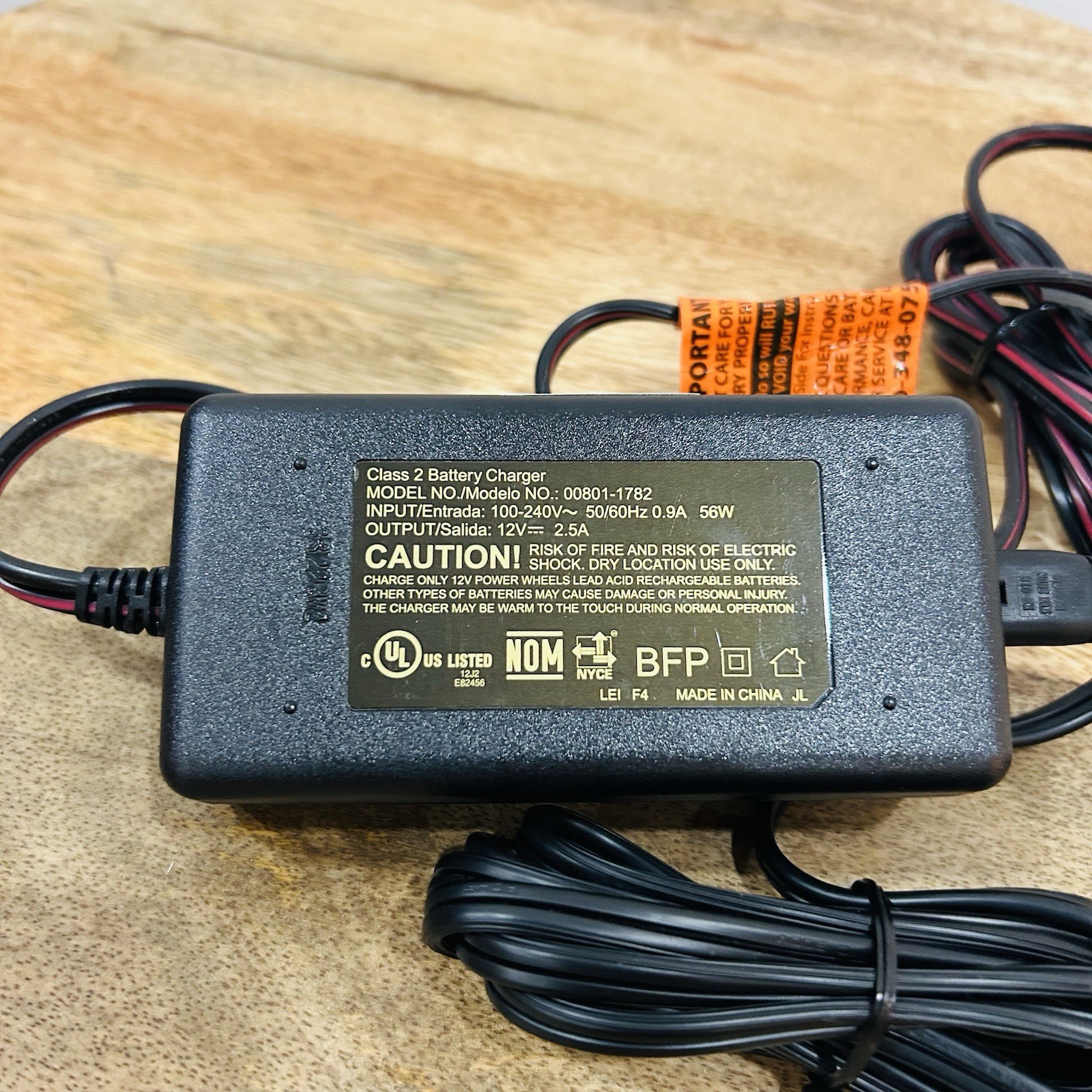 Fisher-Price Power Wheels 12V Quick Charger model 00801-1782