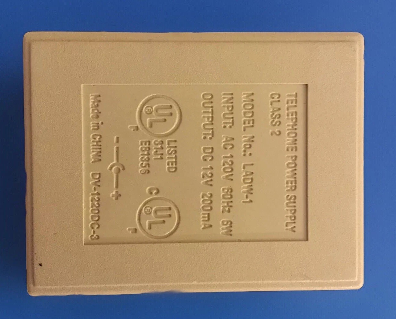 Telephone Power Supply Class 2 Model NAL4DW-1 Output: DC 12V 200mA #09