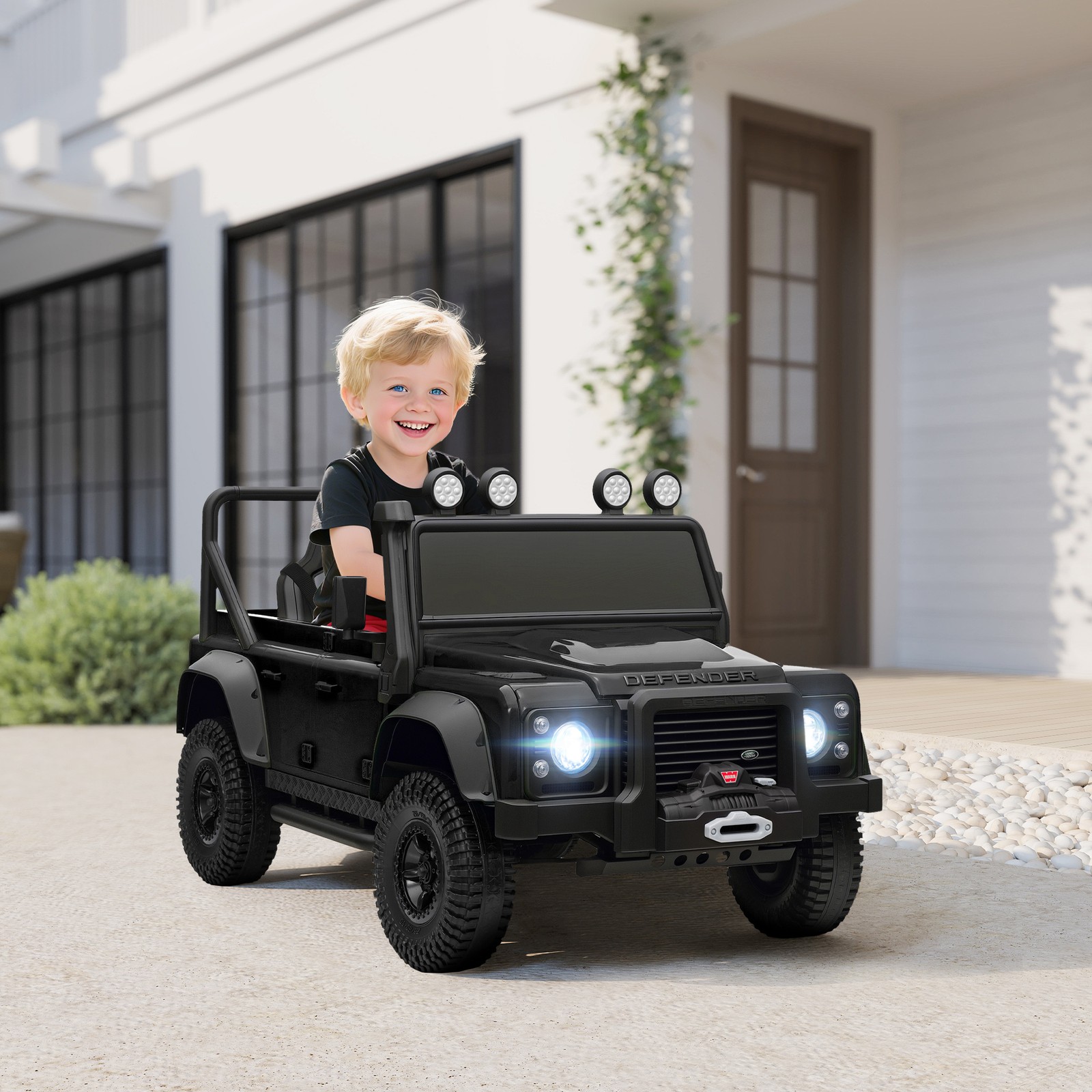 Kids Electric Car, Land Rover Licensed Off-Road Ride On Car, Black