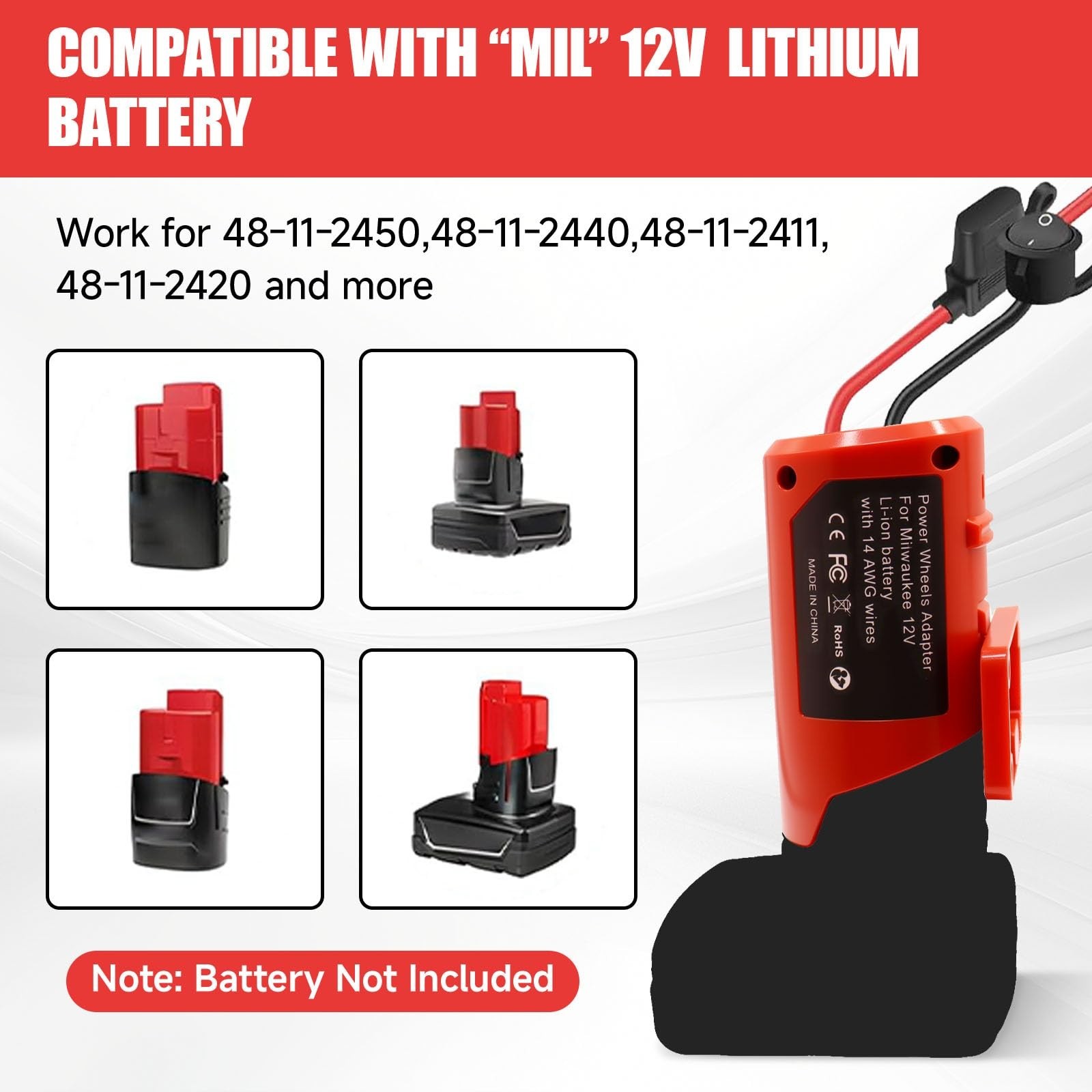 12V Battery Converter for Kids Ride-On Cars | Adapter with Fuse, Switch & Termin