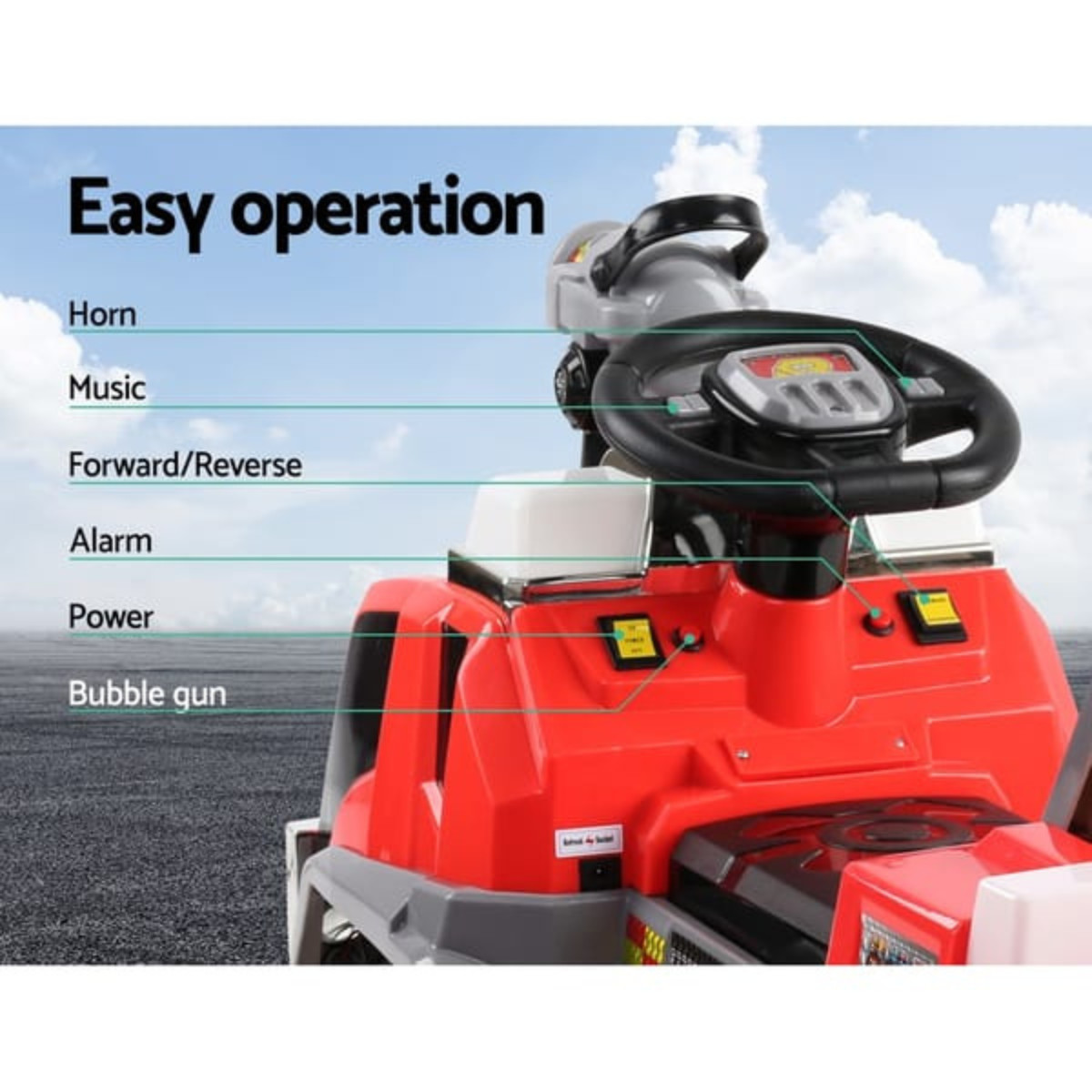 6V Ride On Fire Truck Kids Electric Vehicle Toy Car Red Gift Idea