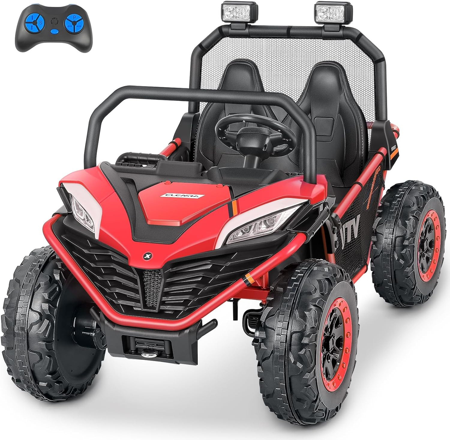 24V Ride on Car for Kids, 2 Seater XL 20″ Seat Ride on Toy, 10AH 4WD Battery Pow