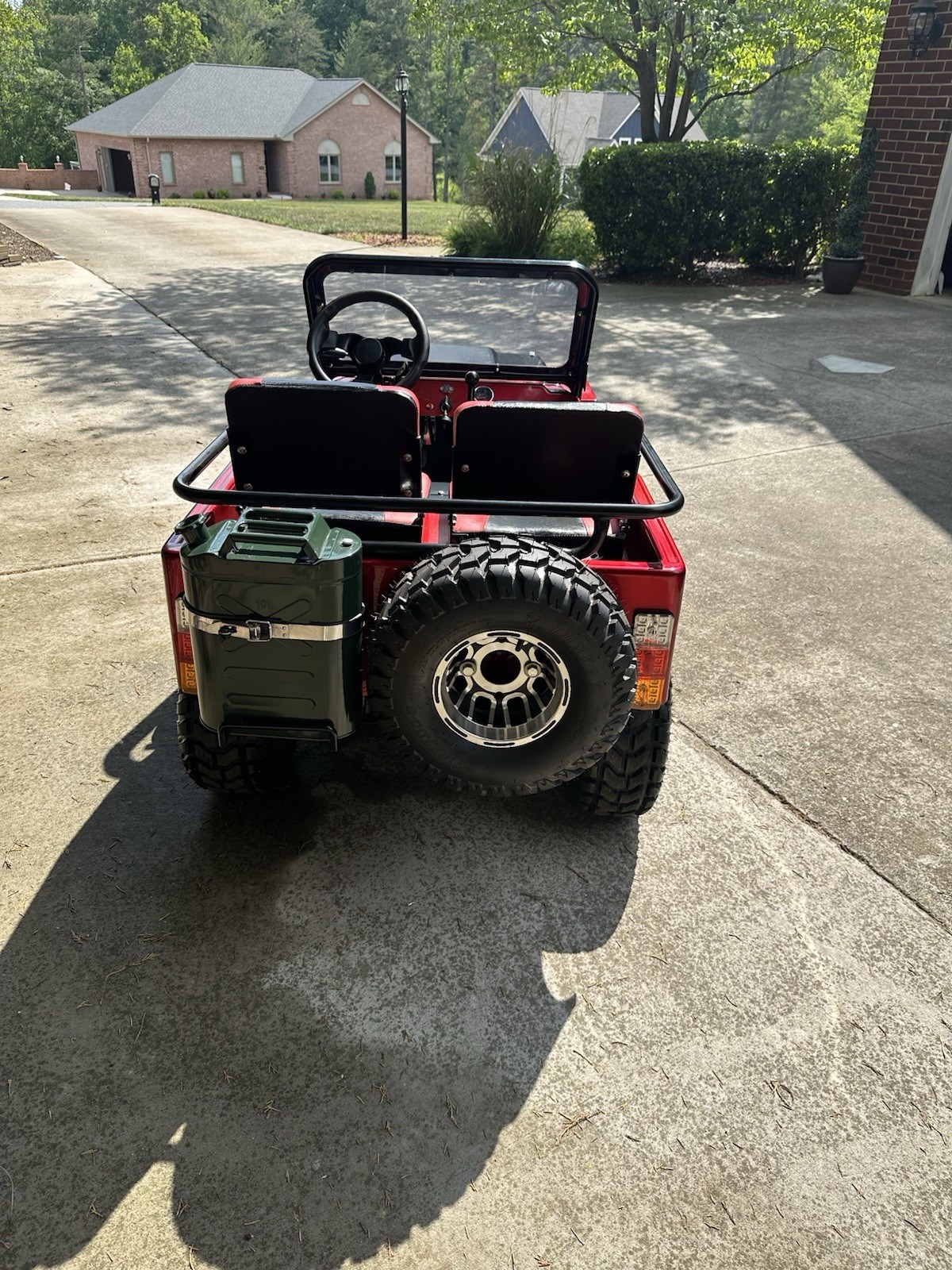 Red Gas power Operated Ride-On Jeep, Two Seats, Off-Road Tires, Used, Top 40 Mph