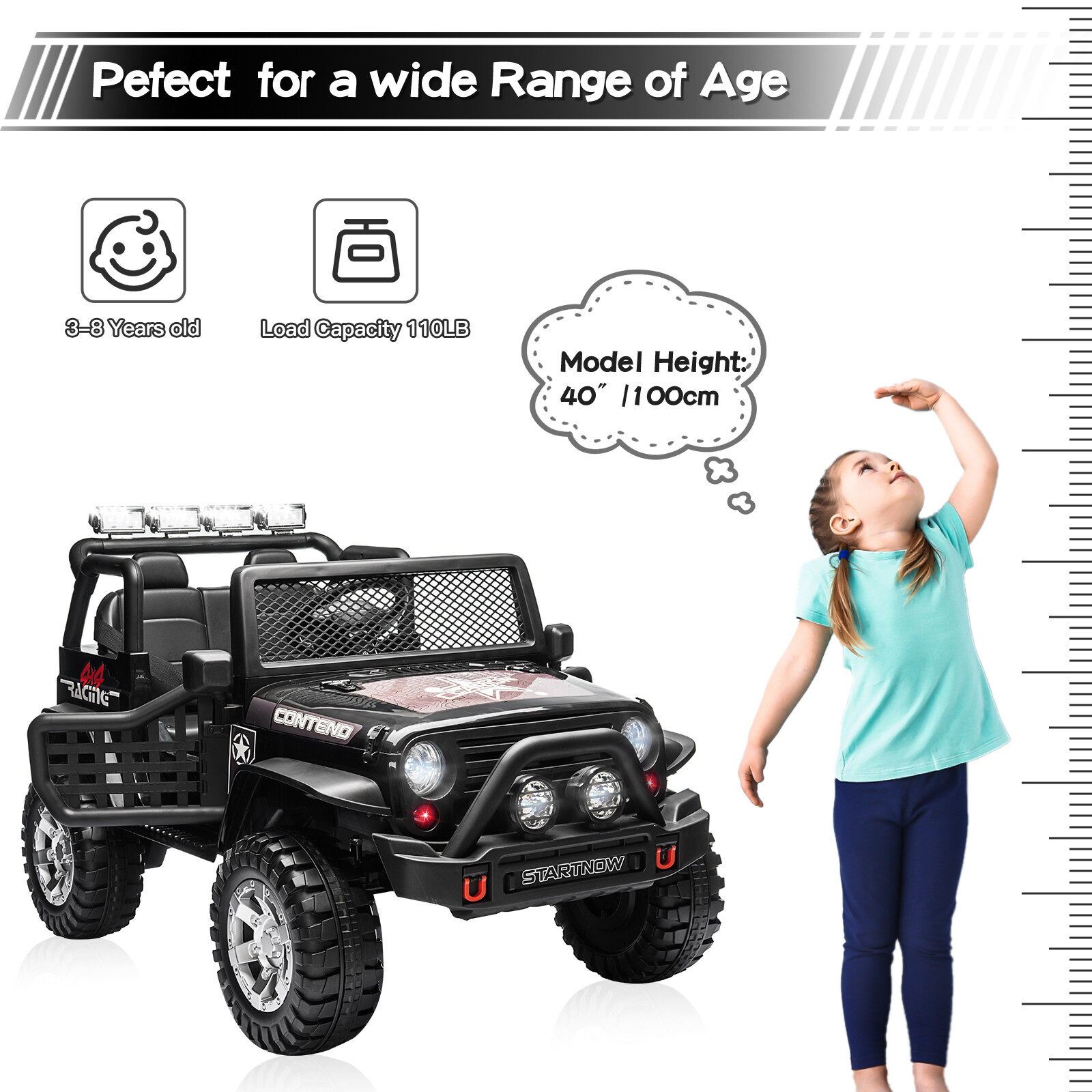 2 Seater Kids Ride On Car Jeep 12V Electric Kids Truck Jeep w/ Remote Control US