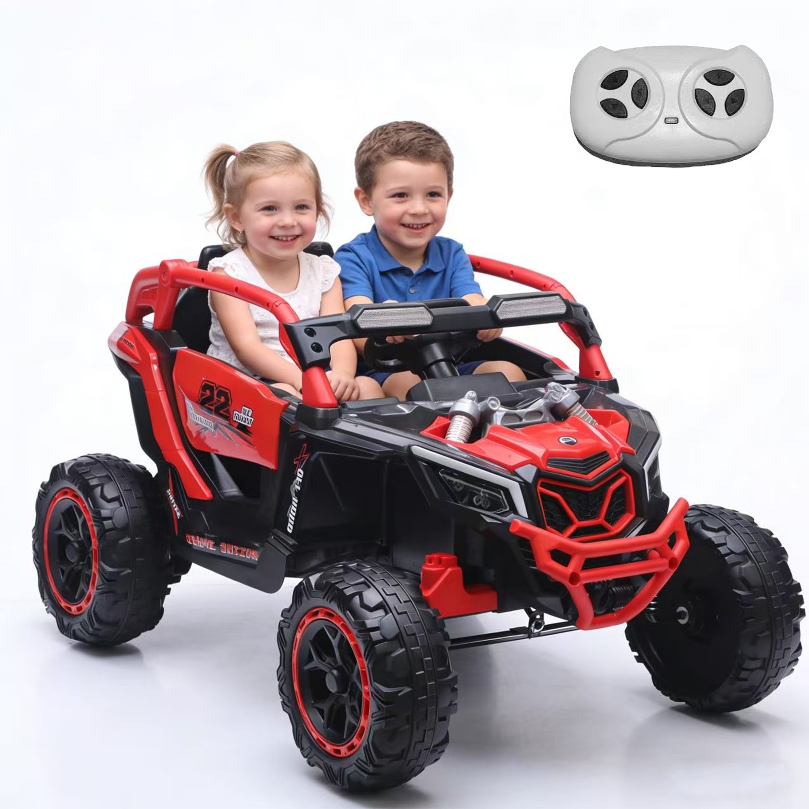 24V 400W Electric Ride on Car 2-Seater UTV Truck Power Wheels with Remote, Red
