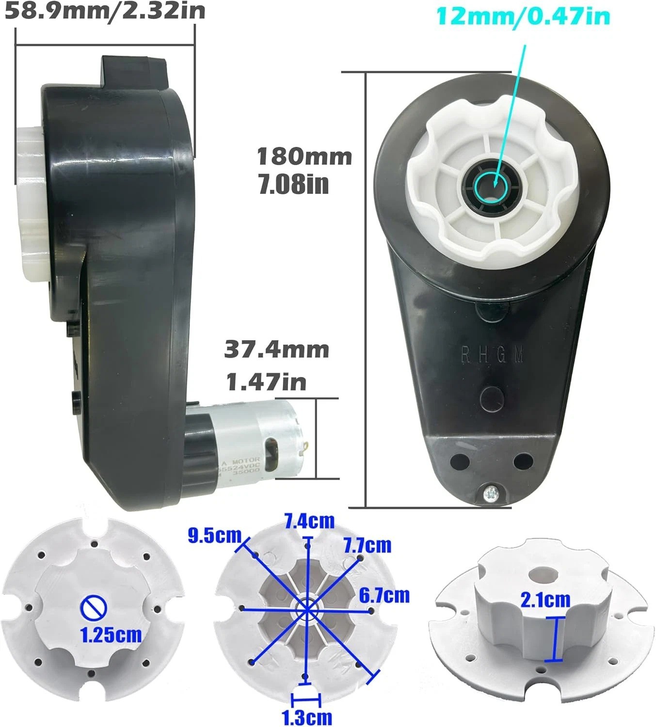 2PCS 24 Volt RS555 35000RPM High-Speed Motor Gearbox for Power Wheels Kids R…