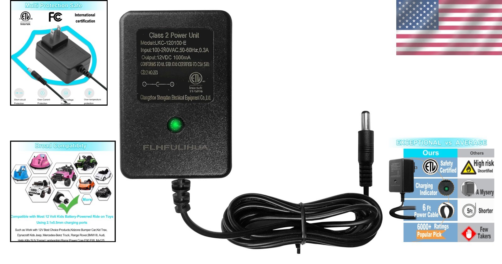 Compact 12 Volt Charger for Ride-On Cars – Rapid Charging with LED Indicators