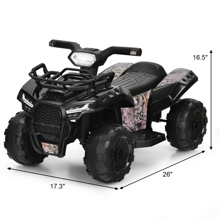 6V Kids ATV Quad Electric Ride On Car Toy Toddler Vehicle W/ LED Light MP3 Black