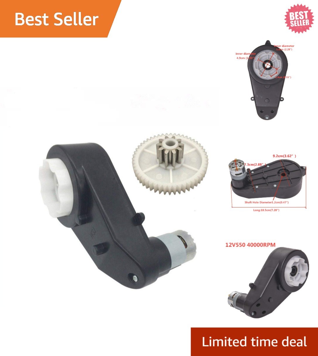 Lightweight 12V DC Motor Gearbox for Ride-On Cars – Powerful 40000 RPM Torque