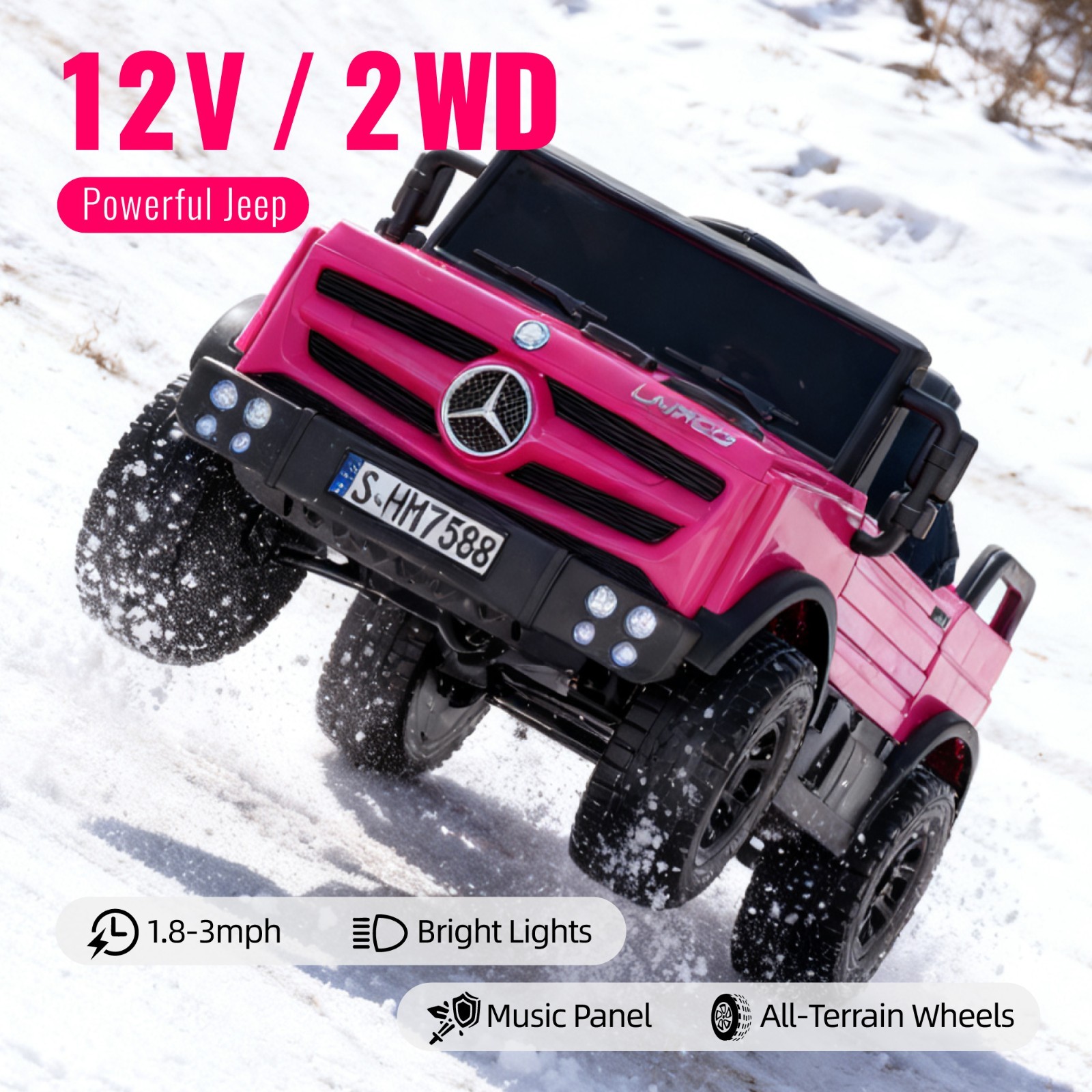 Pink Kids 12V Ride on Toy Licensed Mercedes Electric Car w/4*Suspension MP3 LED