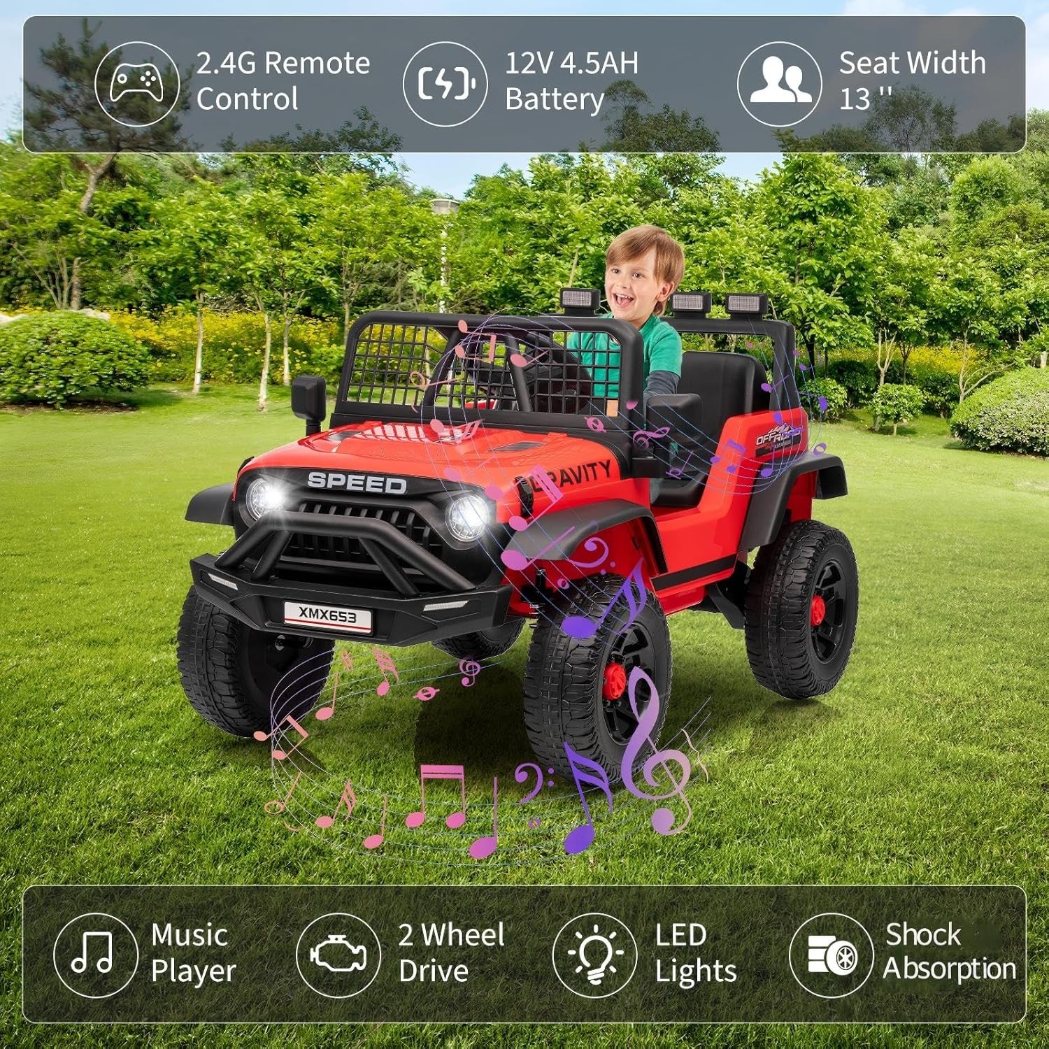 Garvee 12V Kids Ride On Truck Car,Kids Electric RC Vehicles for Boy Girl Gift
