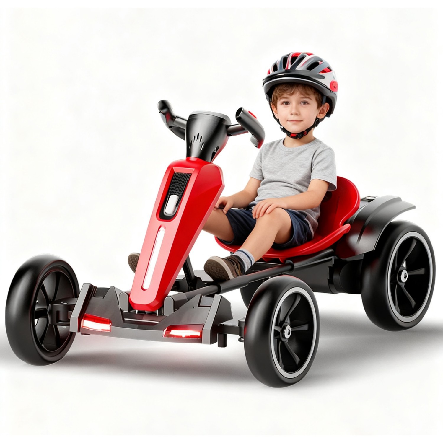 12V Electric Go Kart for Kids with Adjustable Seat Kids Pedal Go Kart, Red