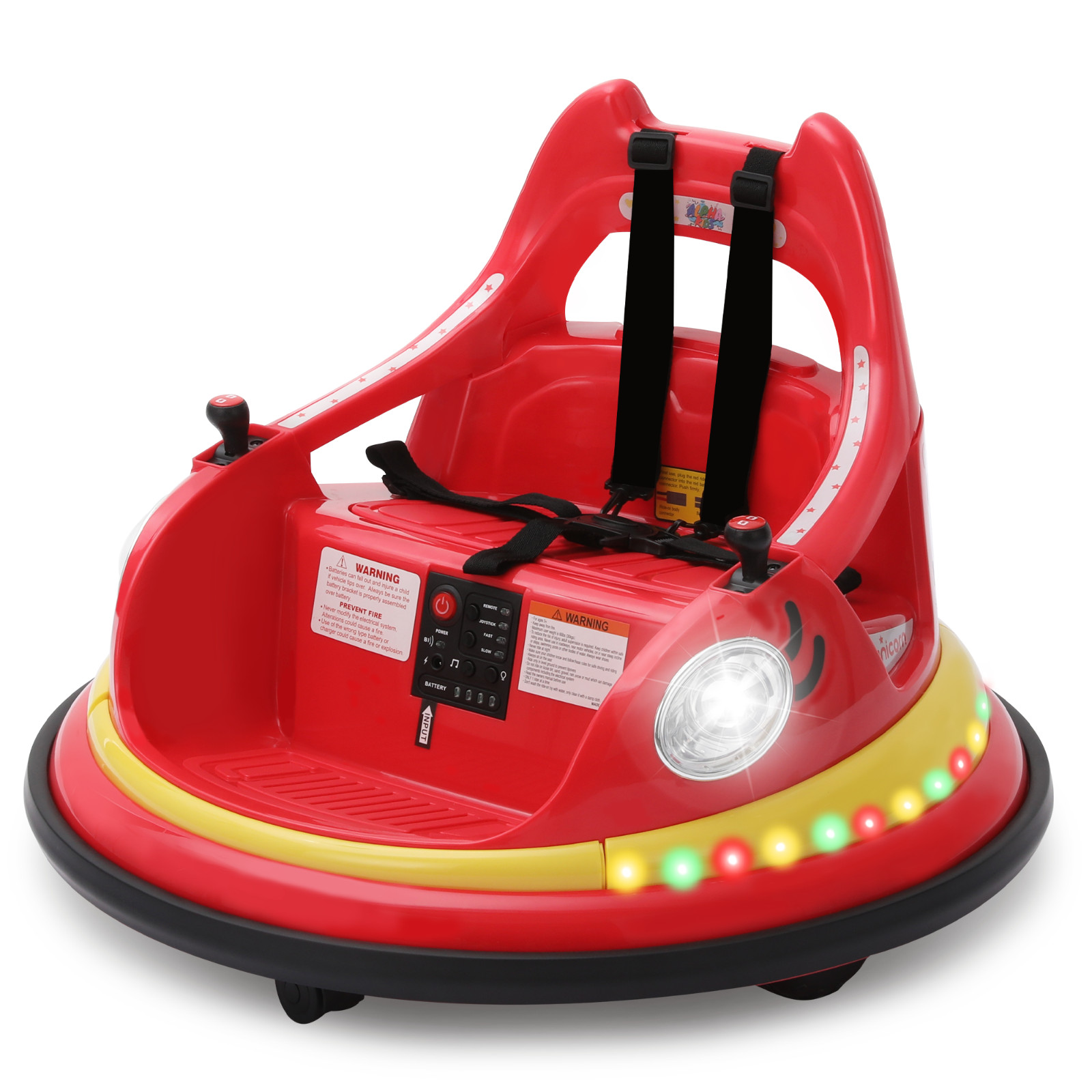 Bumper Car for Kids 12V Remote Control 360° Spin Toddler Ride Car with Sticker