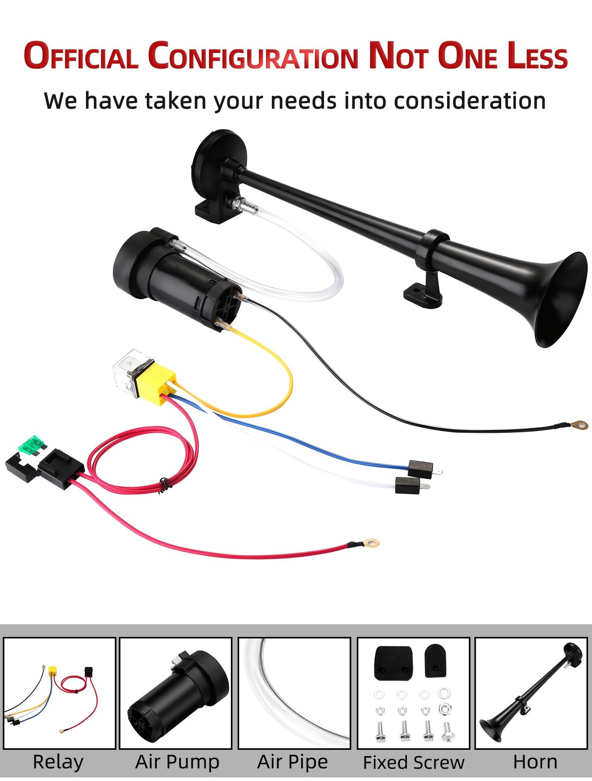 HK 12V 150db Air Train Horn Kit with Compressor Single Trumpet Air Horn Powerful