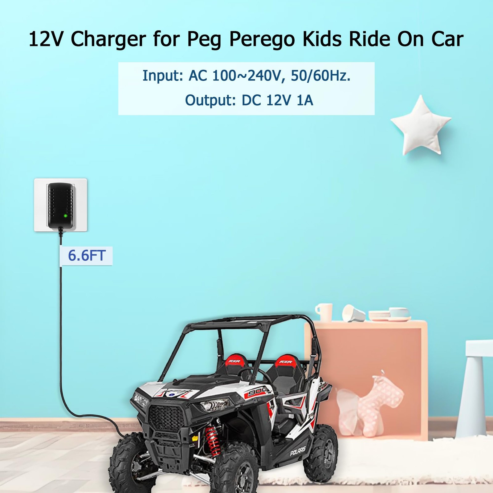 12V Charger for Peg Perego John Deere Tractor Battery, 12 Volt Battery Charger f