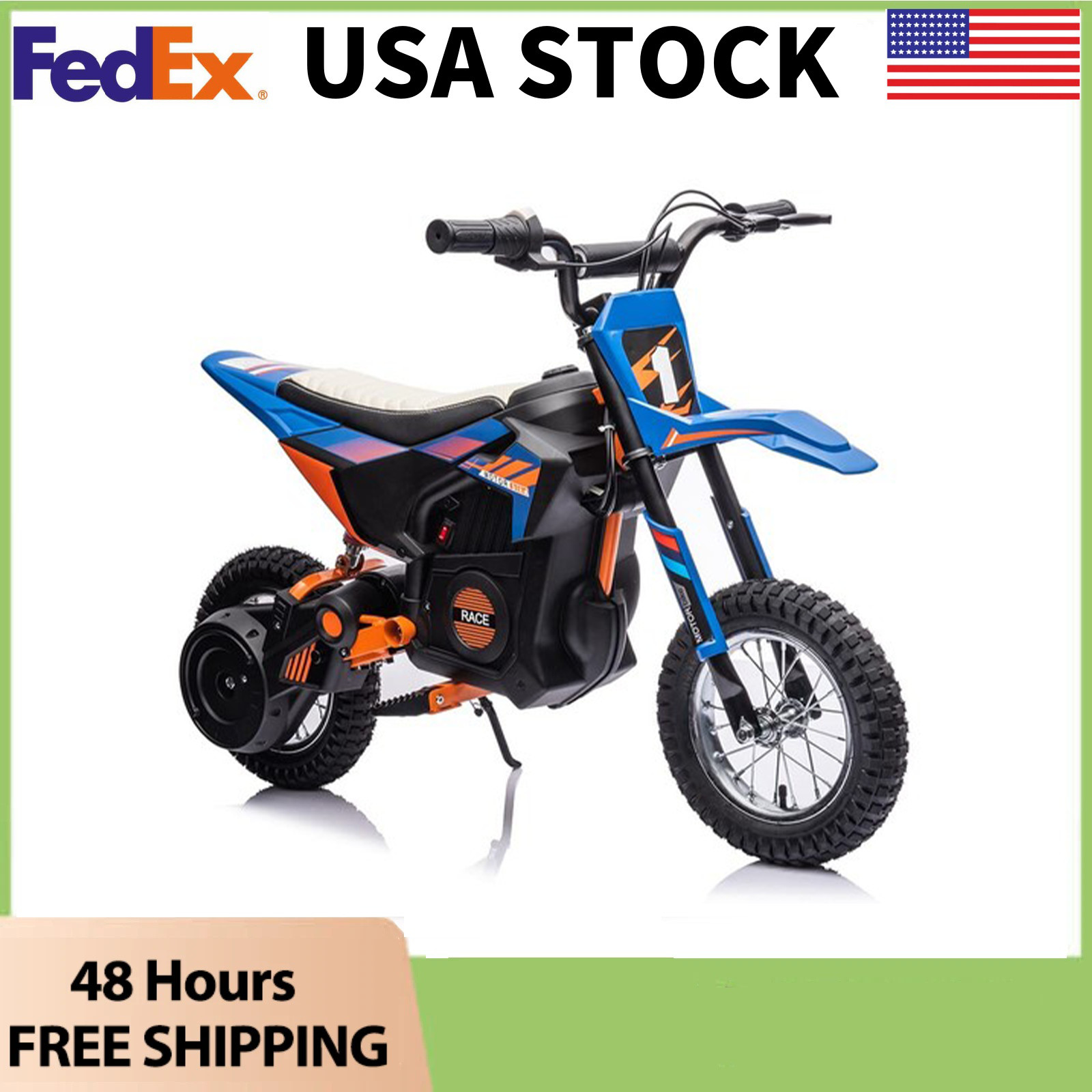 24V Kids Electric Dirt Bike,13.6MPH Off-Road Motorcycle with Leather Seat,Toy