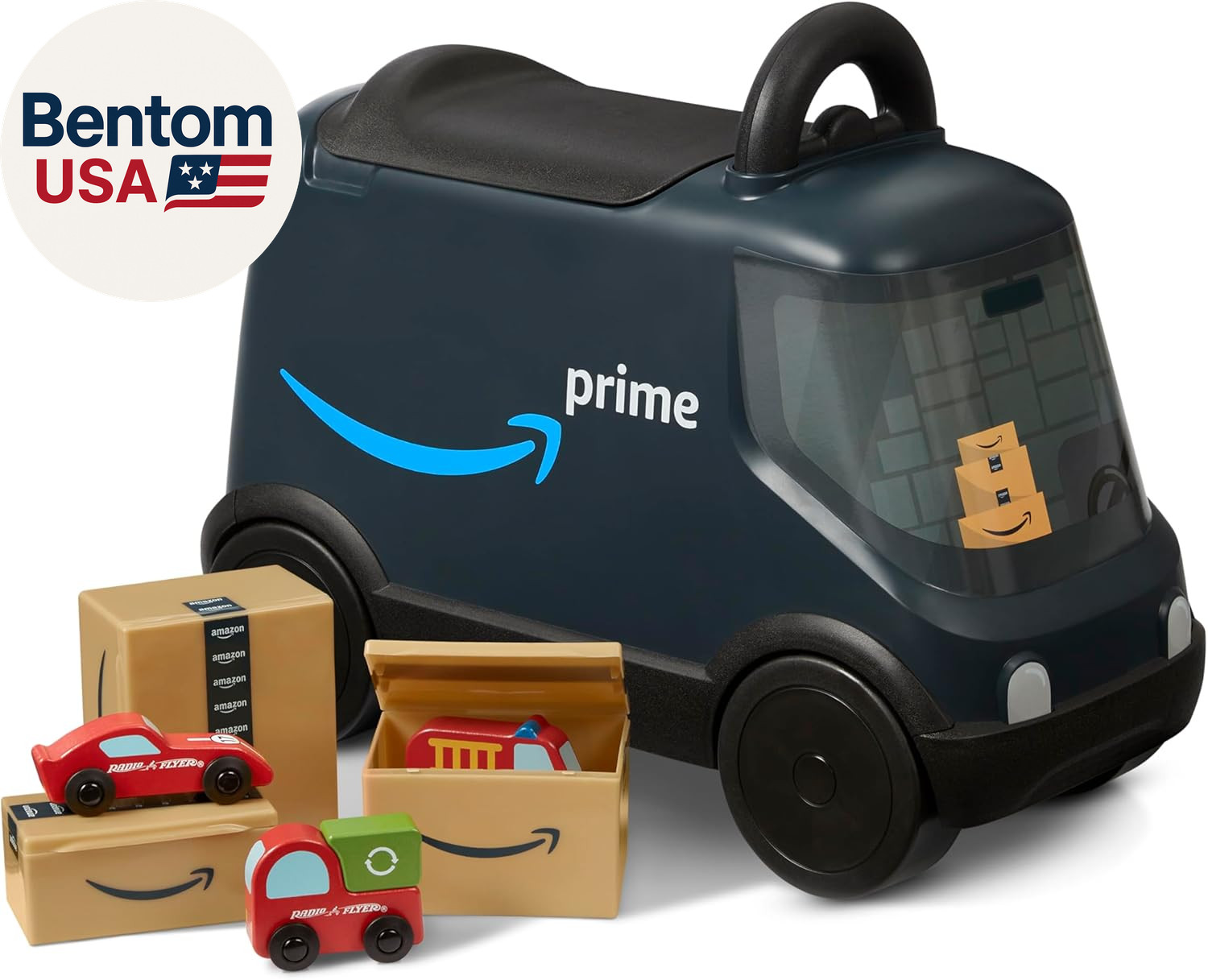 Amazon Delivery Van Ride on Toy for Kids, Blue Toddler Ride on Toy for Ages 2+,