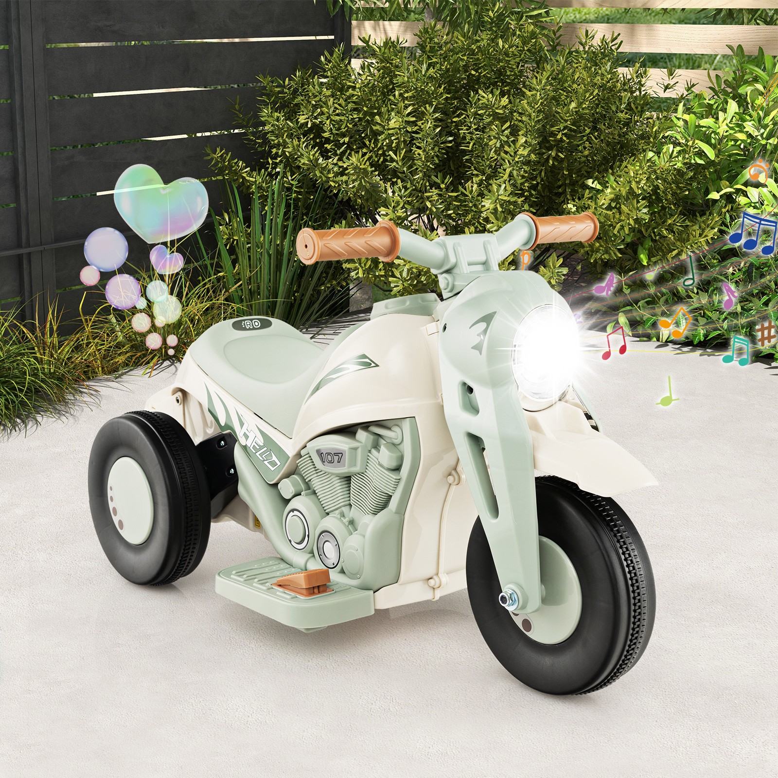 6V Kids Bubble Car Electric Ride on Motorcycle w/ Music Button & LED Headlight