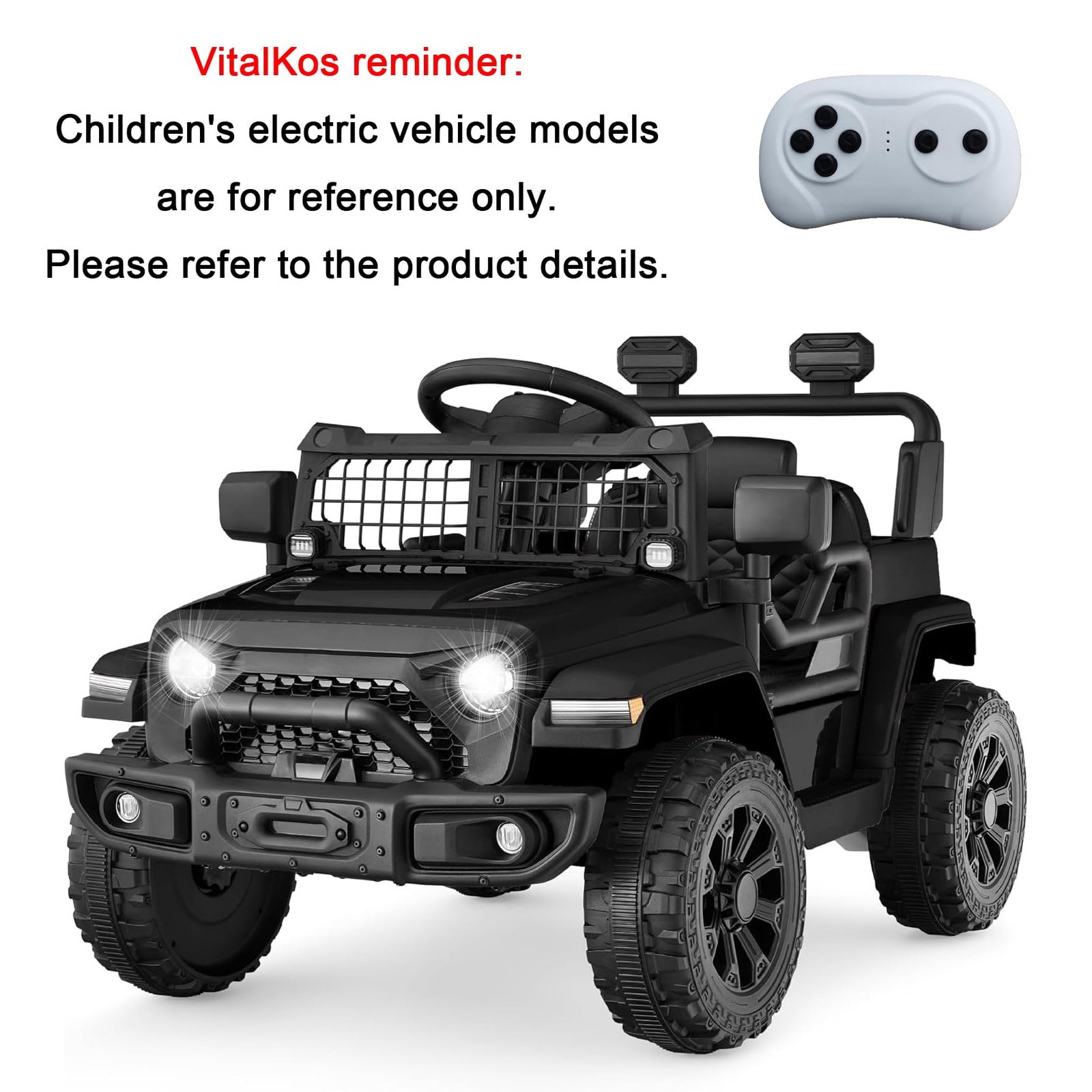2.4G Bluetooth Remote Control for Kids Powered Ride On Car, black
