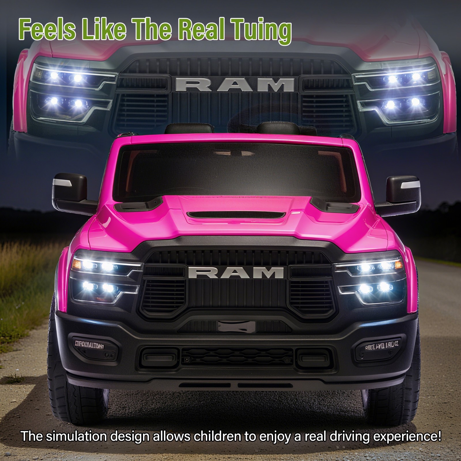 24V Kids Ride on Car 2 Seater Electric Truck w/Remote,Power Wheels Toys, Pink