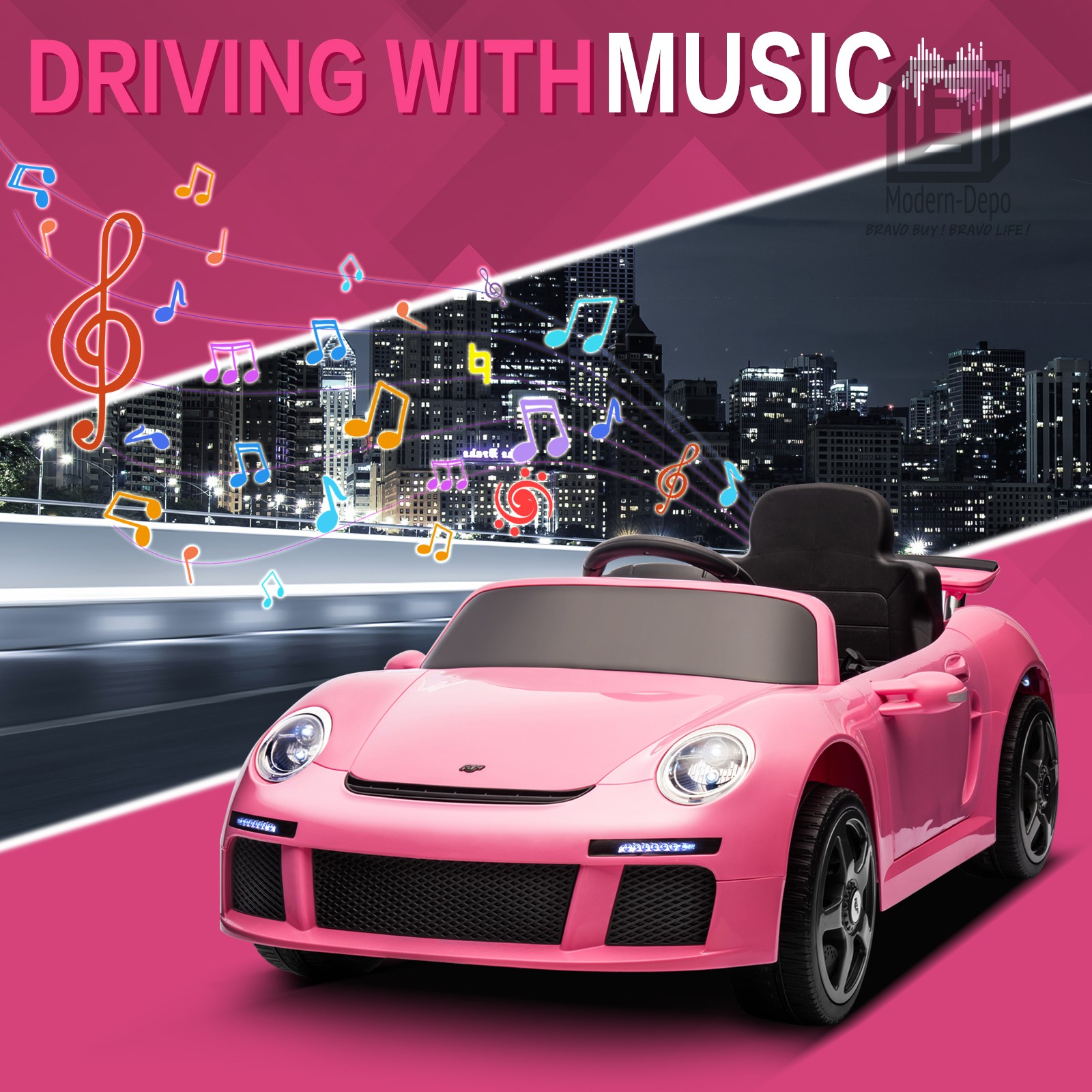 12V Kids Electric Car with Parent Remote Control, 2 Motors, Lights, MP3 Player