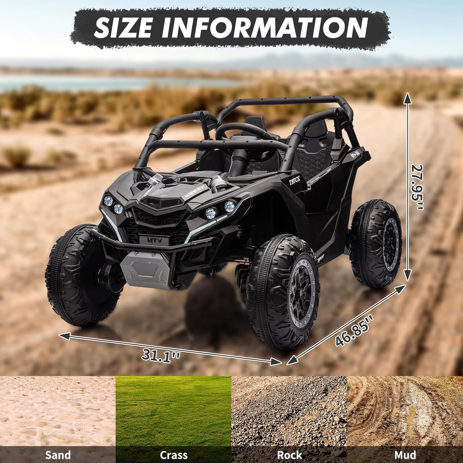 24V Ride On Car 2 Seater Ride On UTV 4x200W Powerful Engine Electric Vehicles