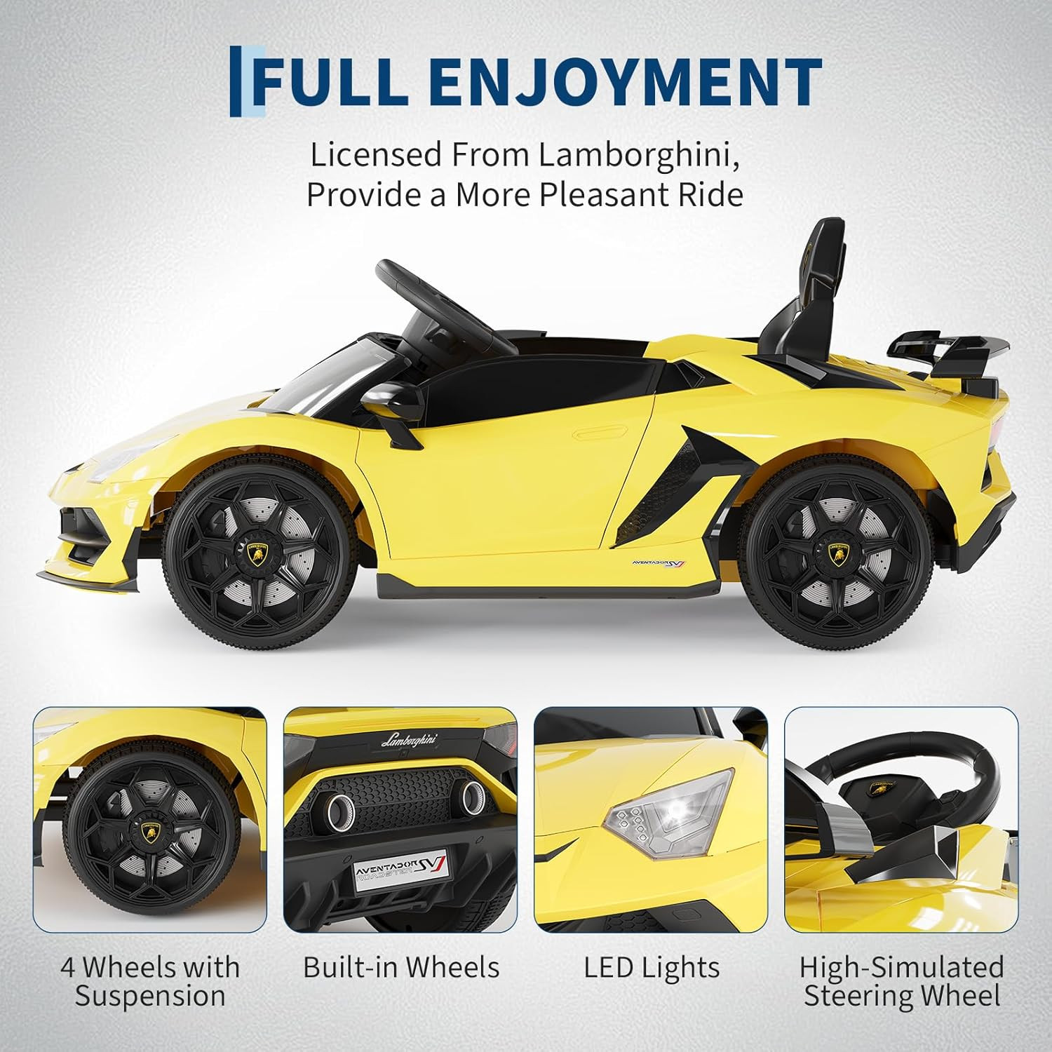 12V Kids Electric Car with Remote Control, LED Lights & Sound System – Licensed