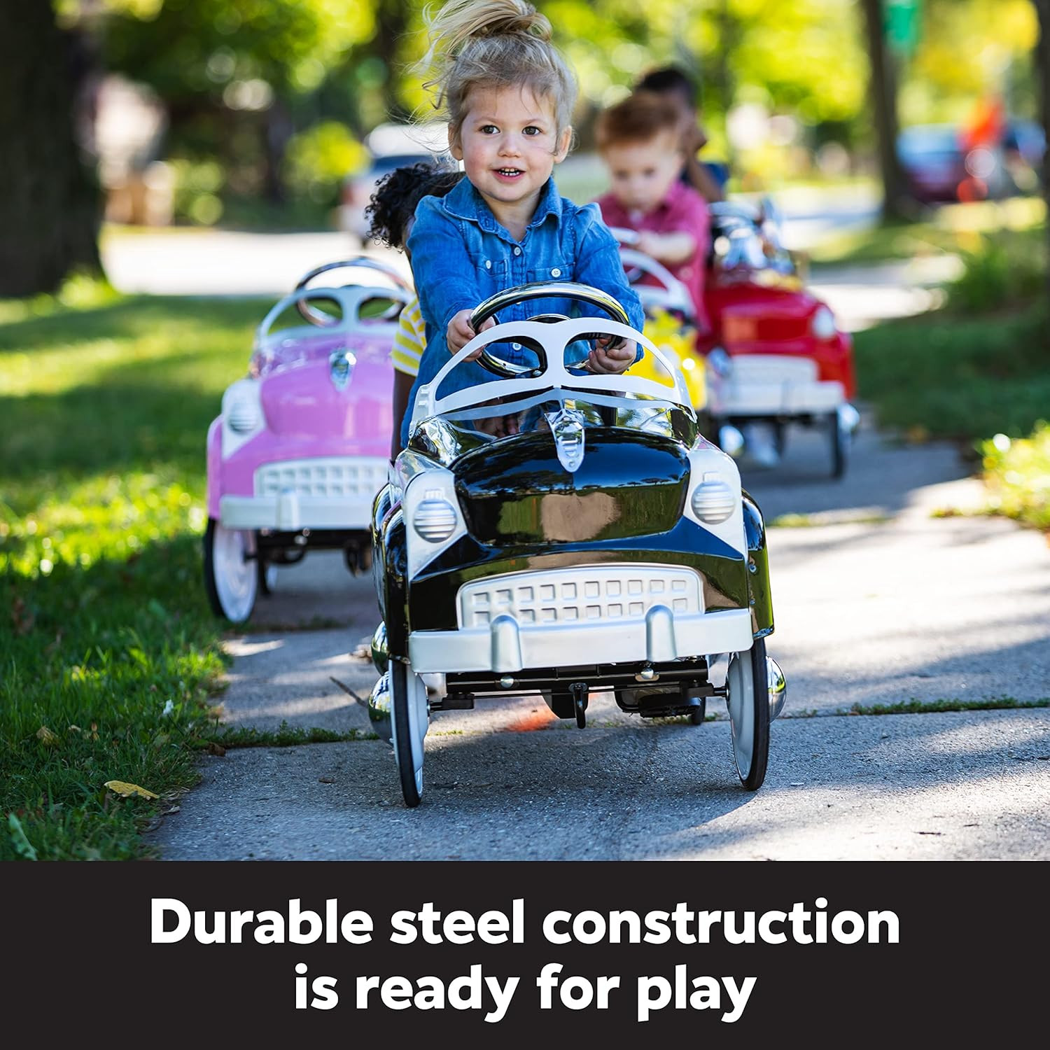Classic Police Car Toy, Kids Police Car Ride-On, Toddler Pedal Car, Durable Stee