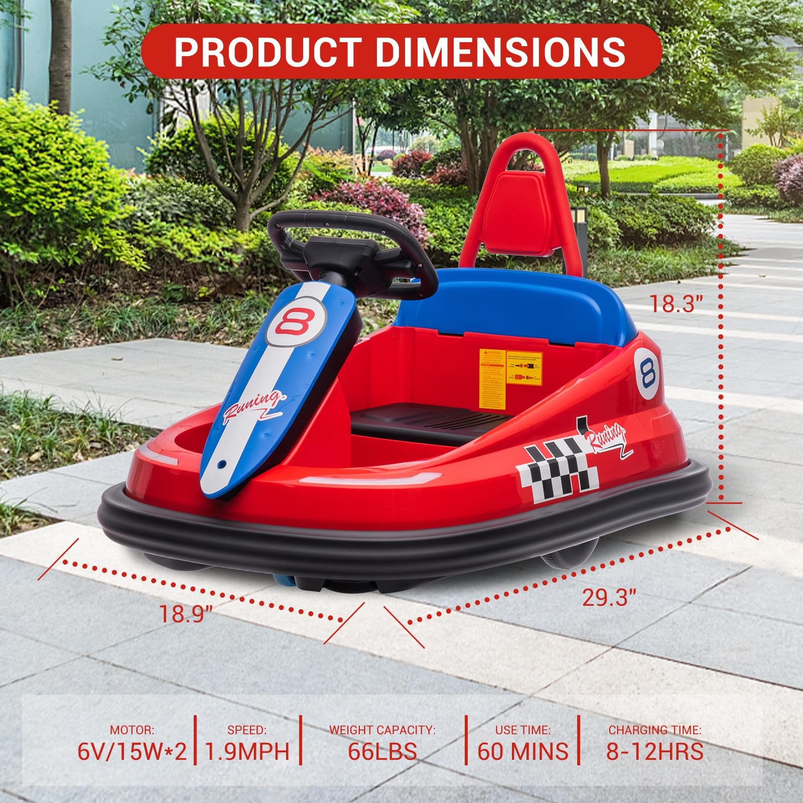 Kids Electric Bumper Car 6V Ride-On Toy W/15W Motors Steering Wheel Control NEW