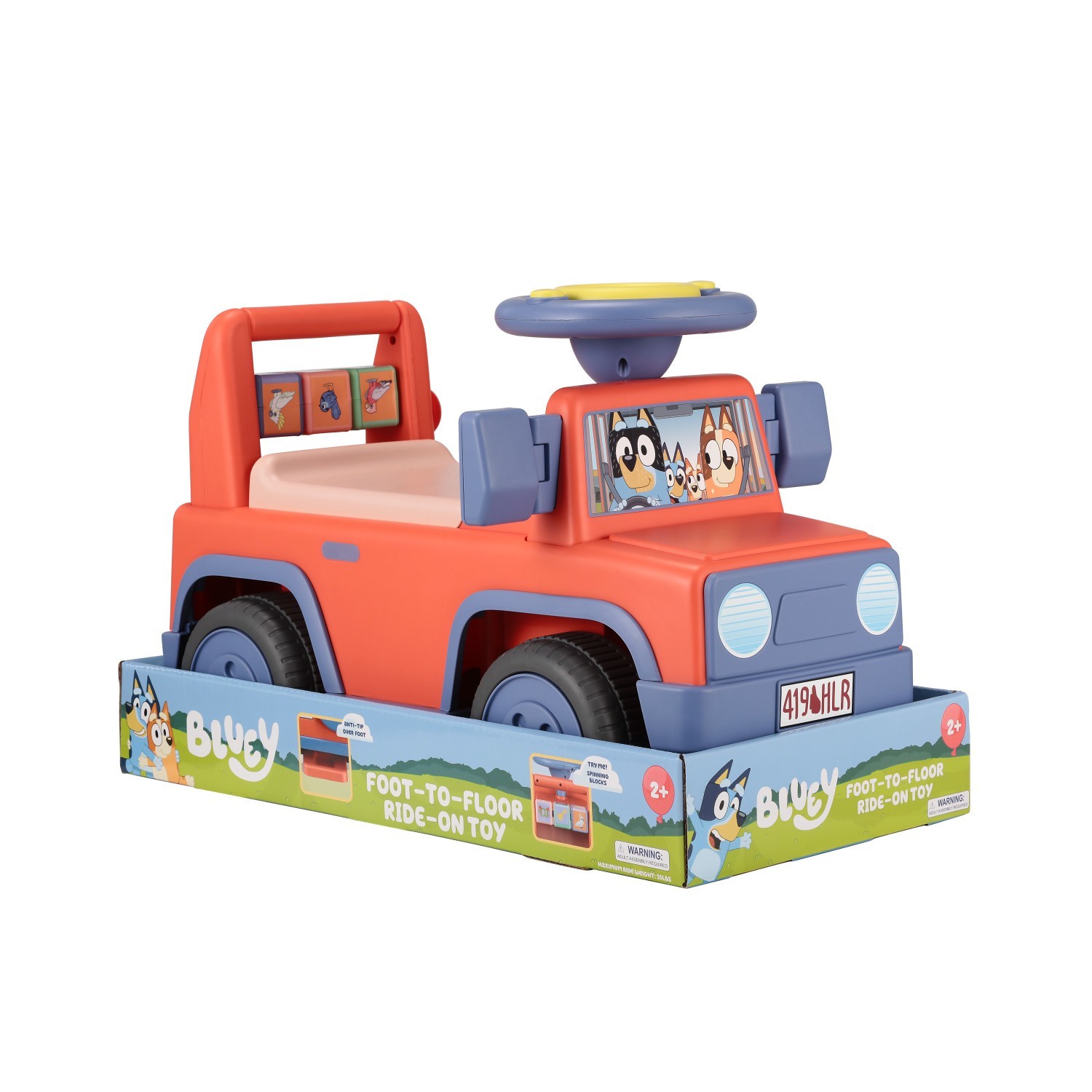 Bluey Licensed Ride-On Push Car Toddler 1-3Y Foot-to-Floor Orange