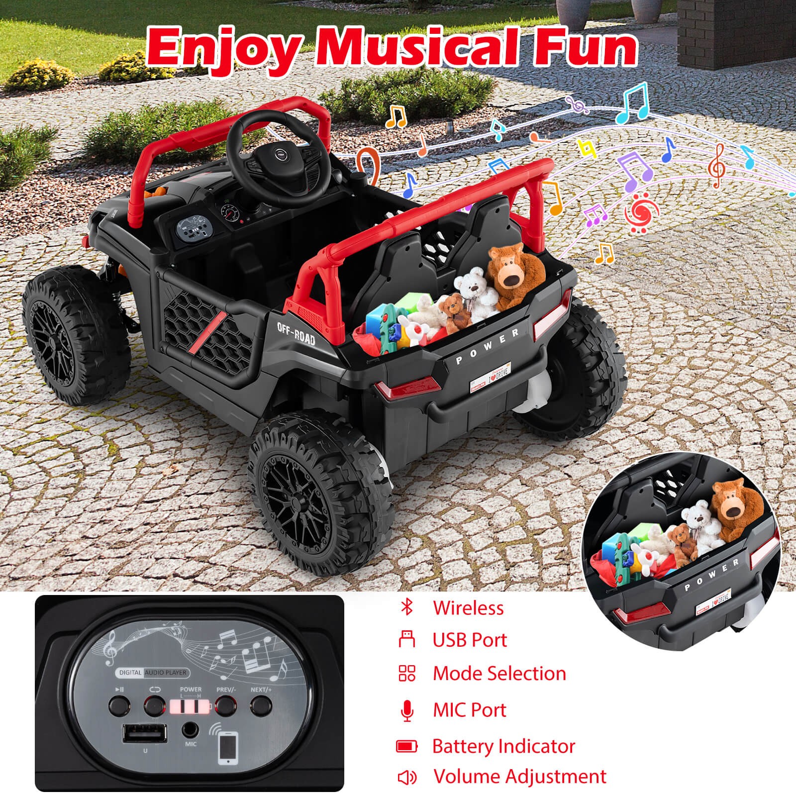 12V Kids Ride on Truck w/Parental Remote 3 Speeds & Reverse Forward Function