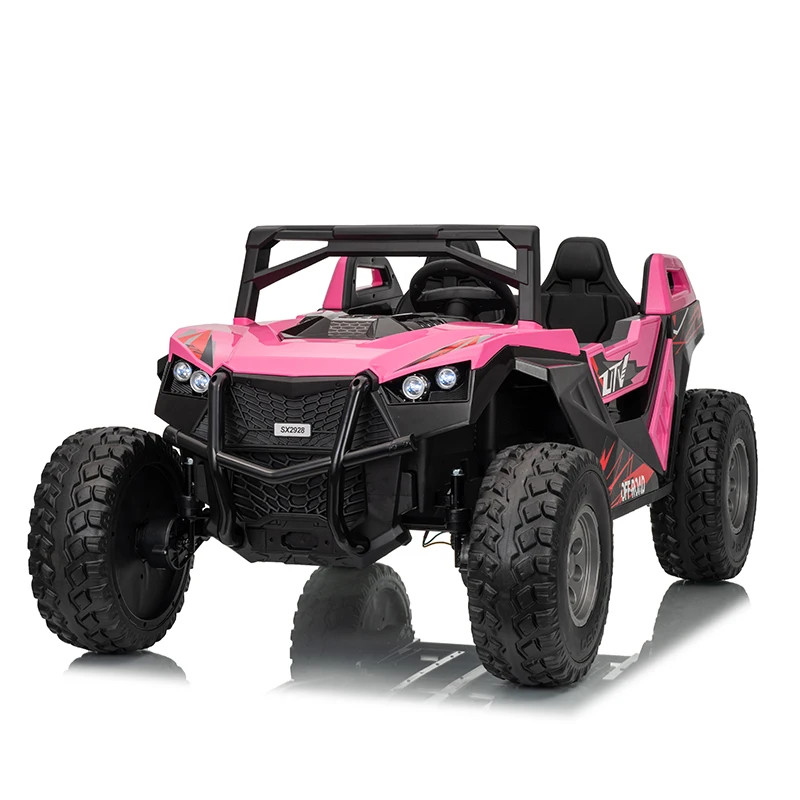XXXL 24v Kids (3-8) Dune Buggy AWD 2 Leather Seats W/ Rubber Wheels AC & TV & RC