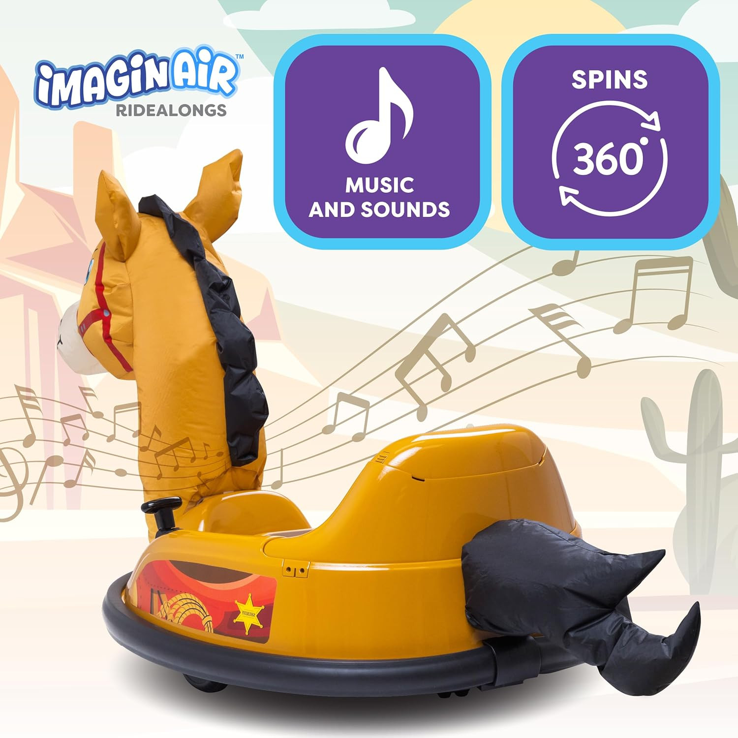 6V Electric Horse Bumper Car for Toddlers with Remote, Music & LED Lights