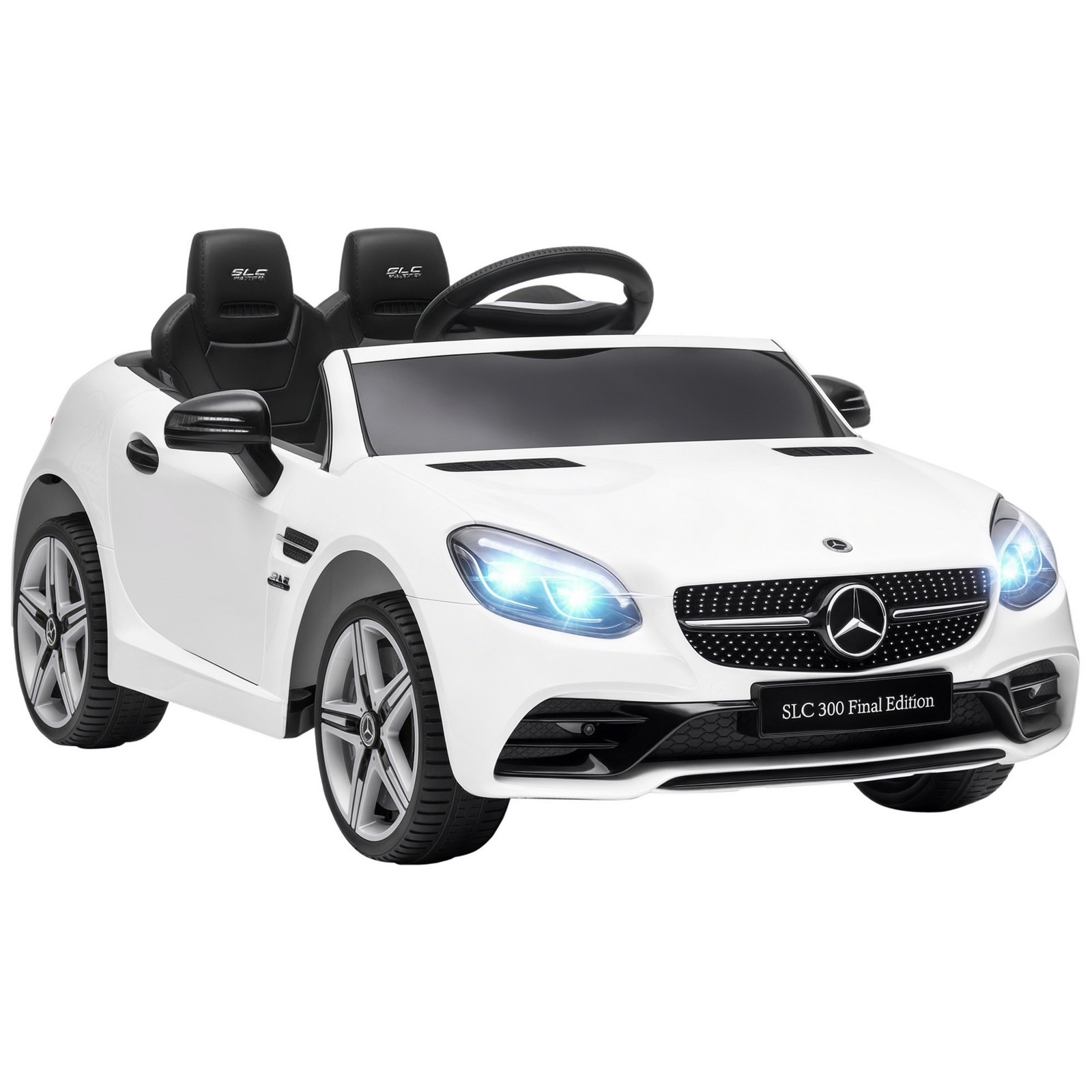 12V Electric Cars for Kids w/ Parental Remote, Two Motors, Music Lights White