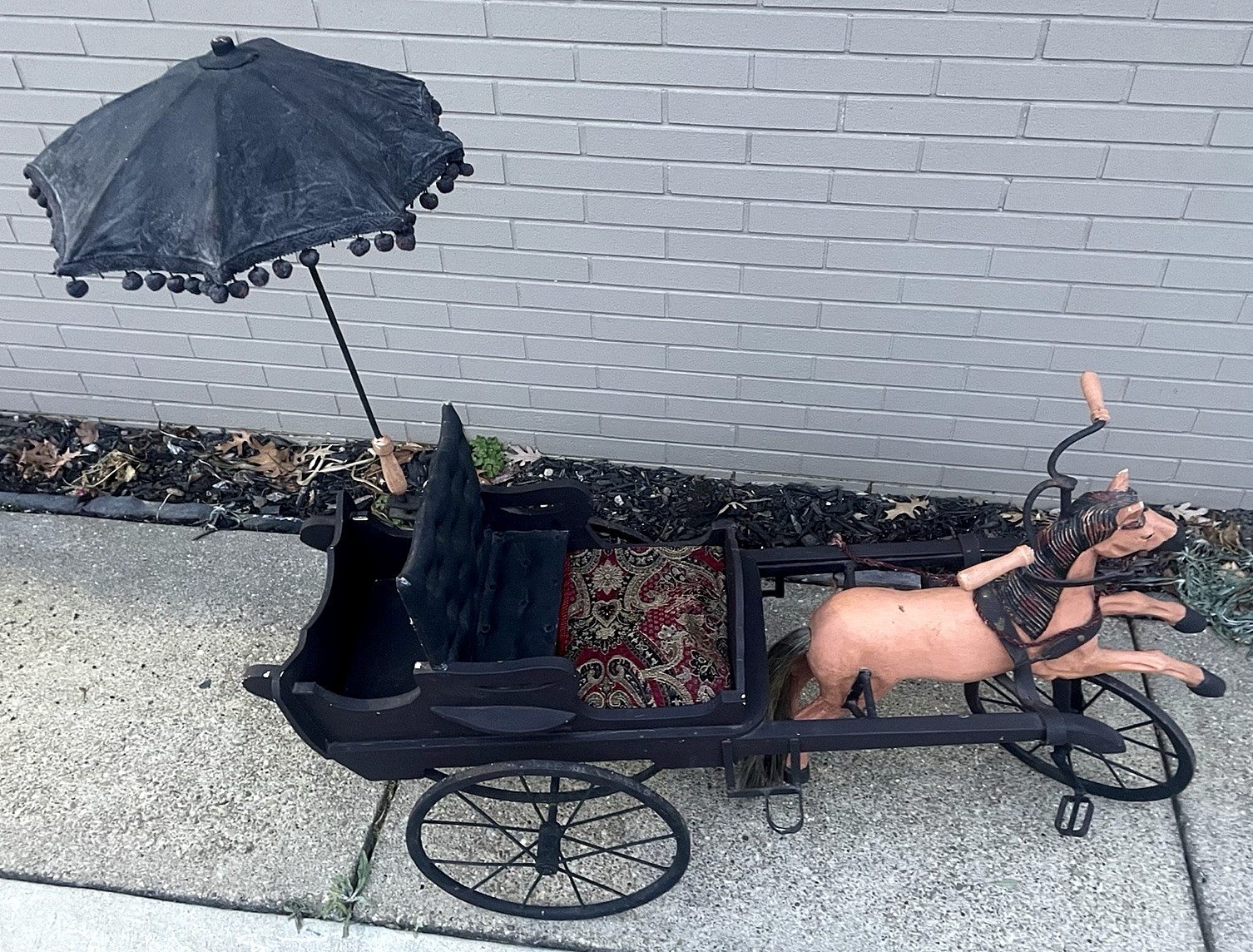 Very Rare 19th Century Ride on Peddle Horse Drawn Carriage