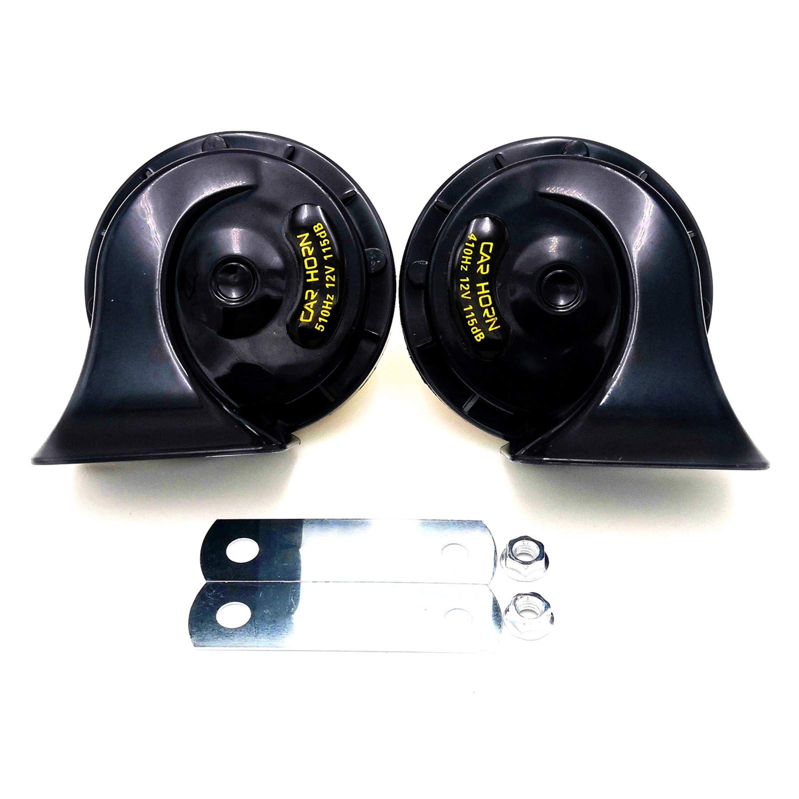Car Truck Horn 115DB Electric Snail Horn Black High Low Tone Waterproof 12V