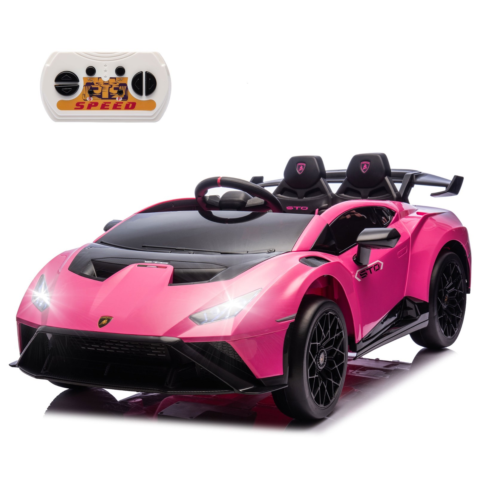 24V Kids Electric Car Ride On Drift Lamborghini Licensed STO Toys w/Remote, Pink