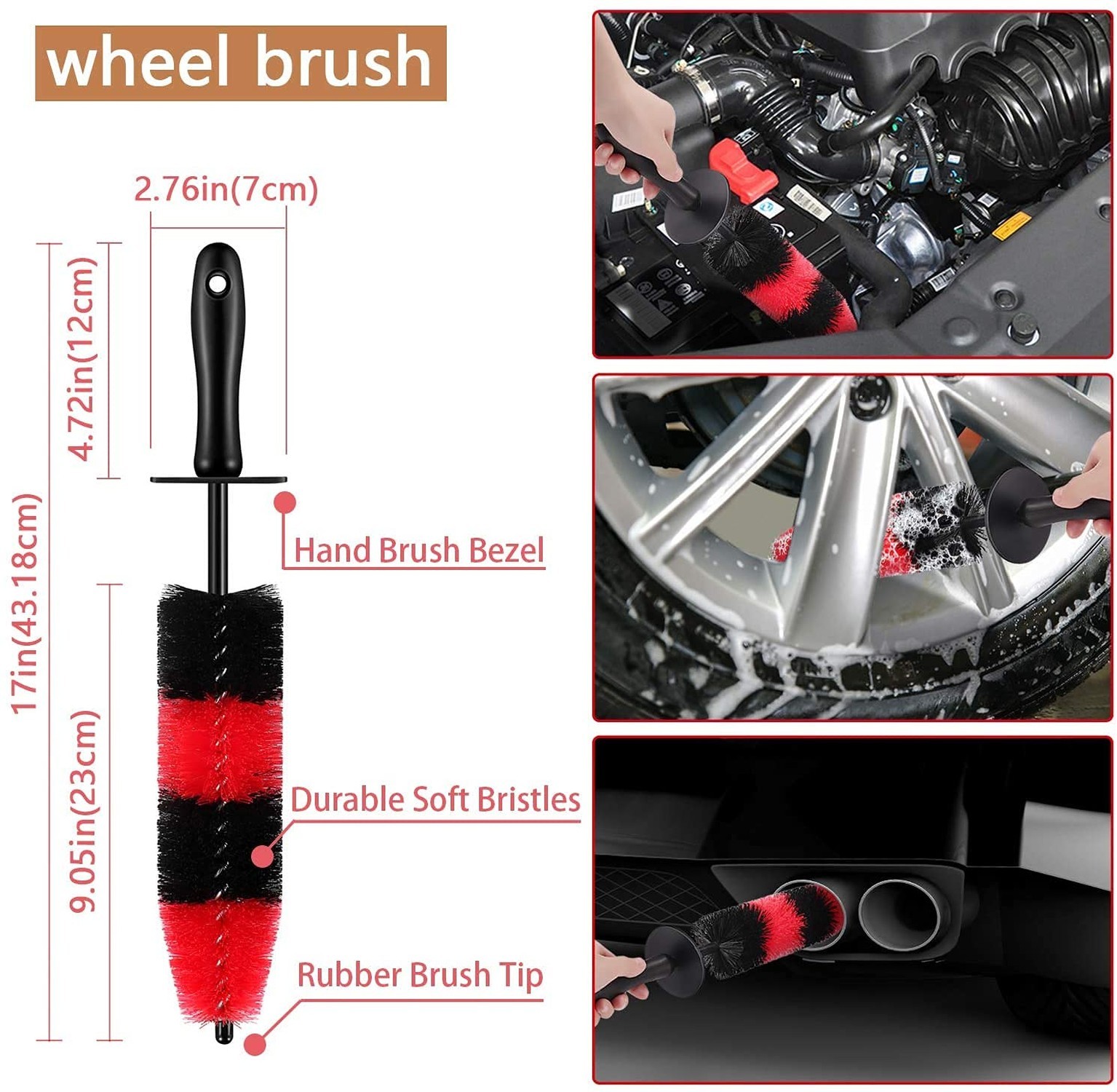 Nolimas 12Pcs Car Wheel & Tire Brush Kit,Including 17inch Long Wheel Brush,Sh…